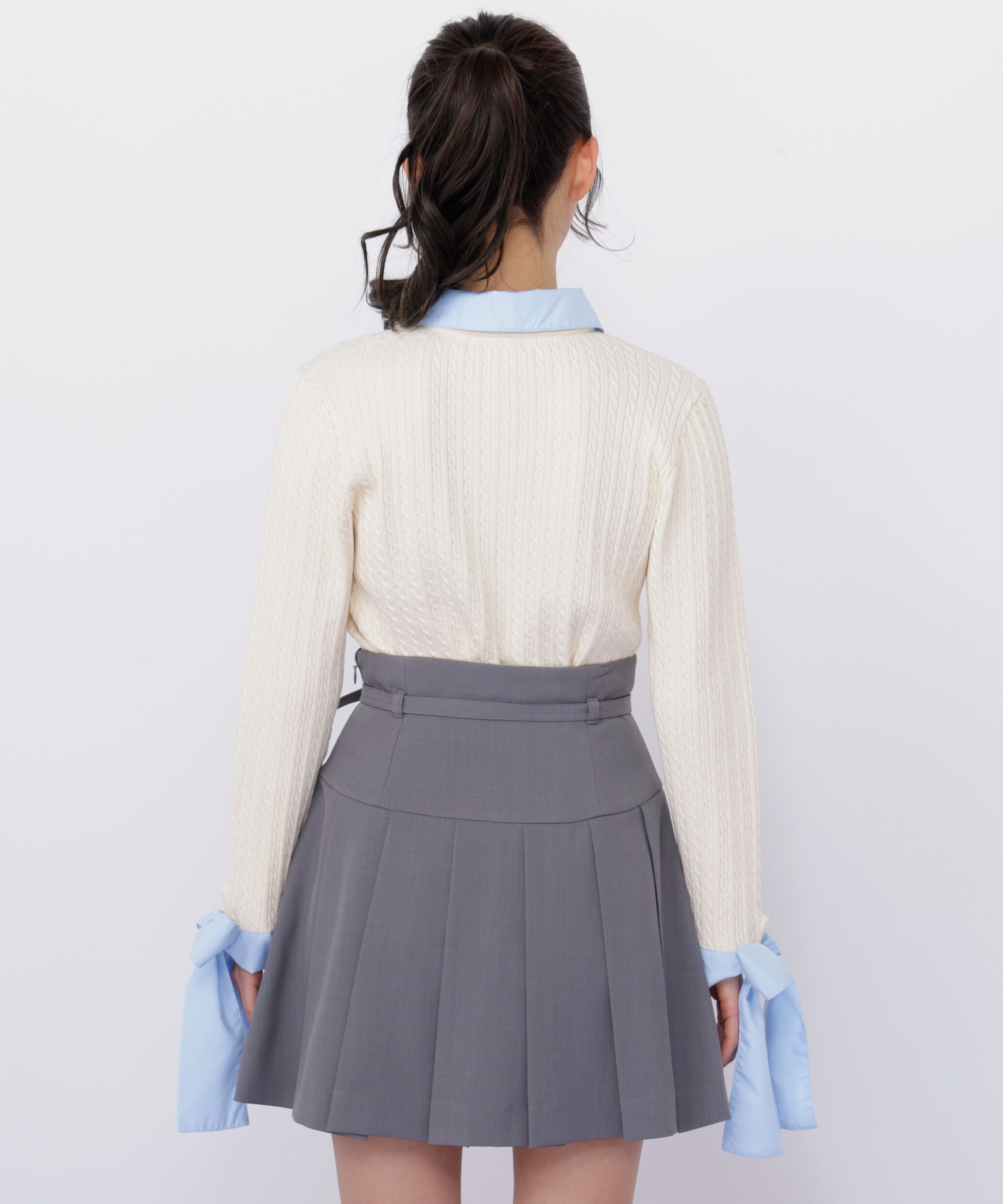  「袖リボンケーブルカーディガン」|ニット・セーター|