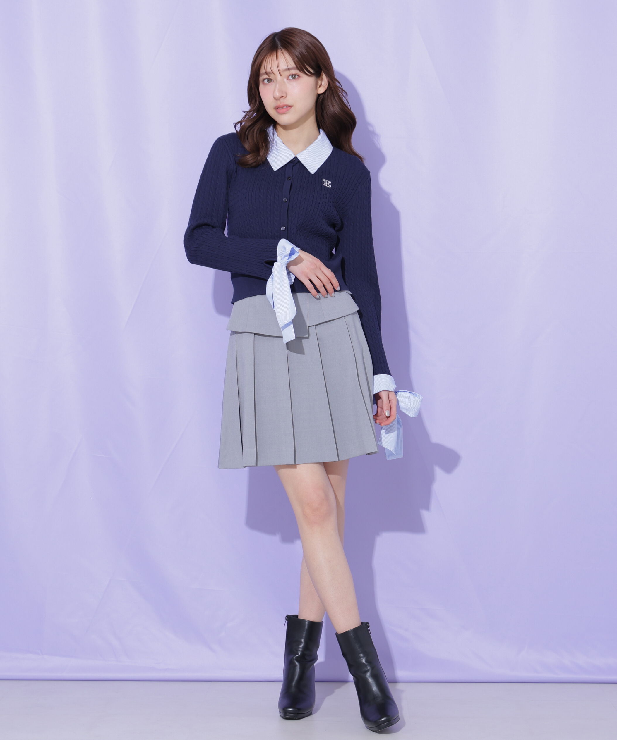  「袖リボンケーブルカーディガン」|ニット・セーター|