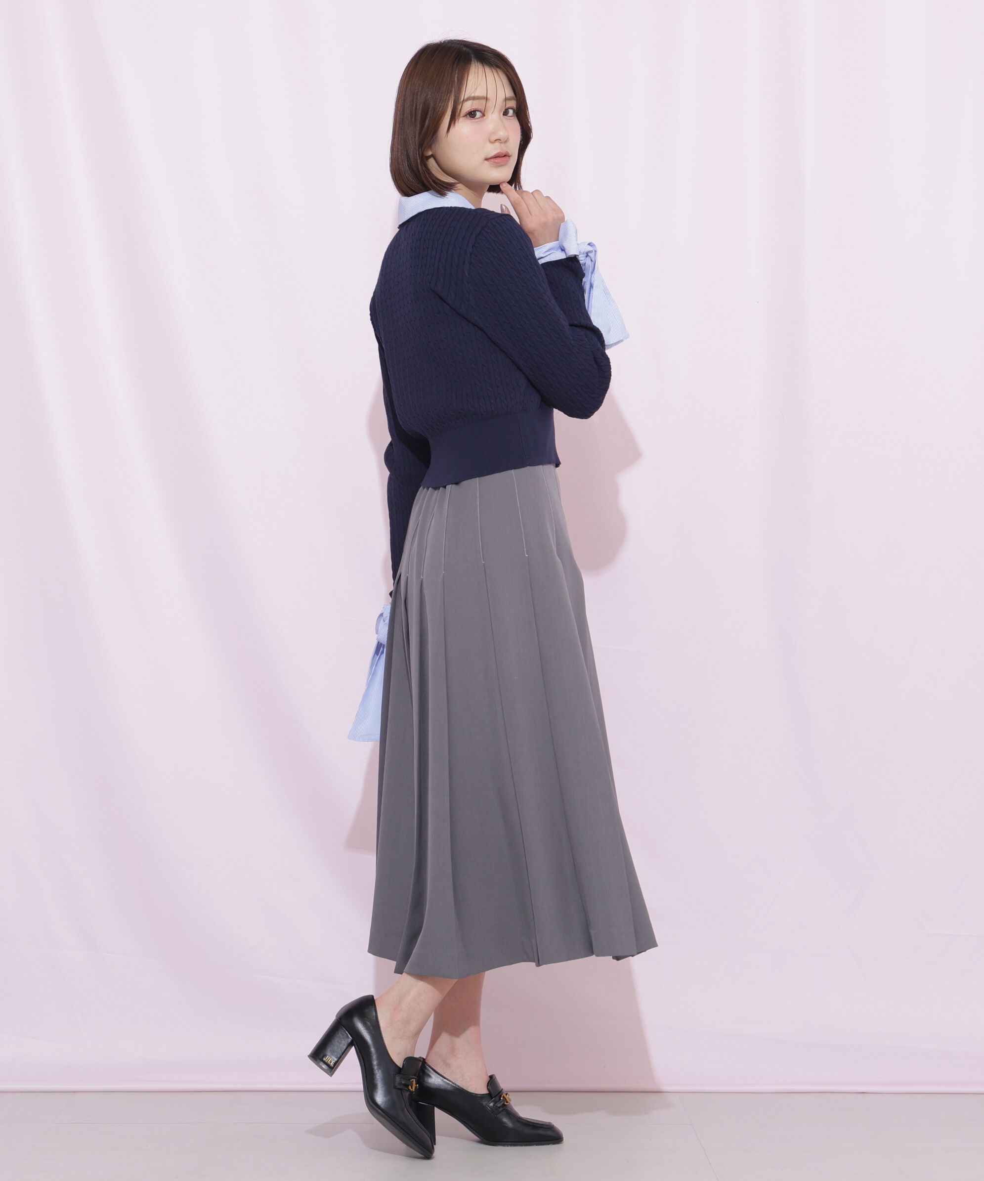  「袖リボンケーブルカーディガン」|ニット・セーター|