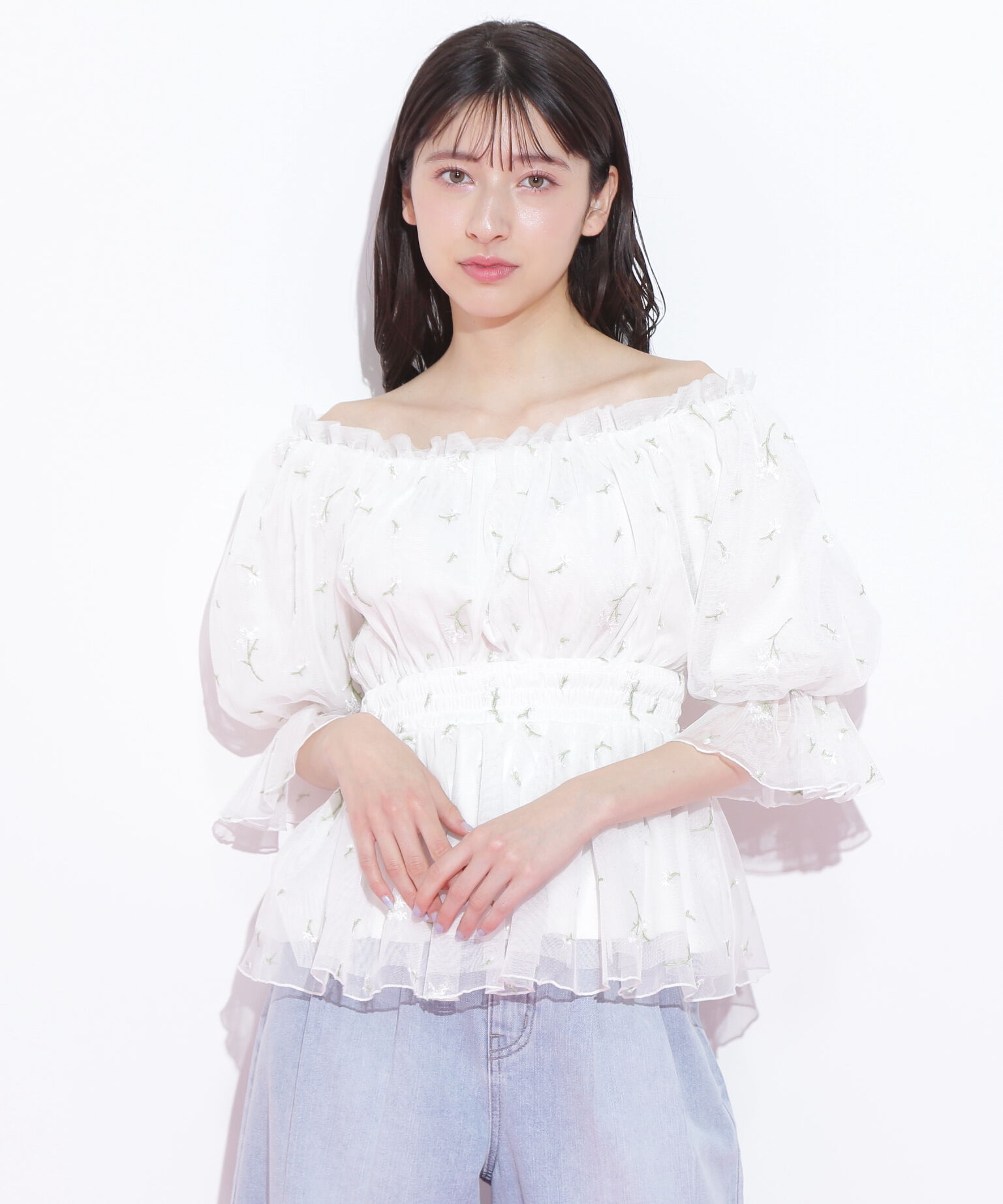  「チュールシャーリングブラウス」|シャツ・ブラウス|