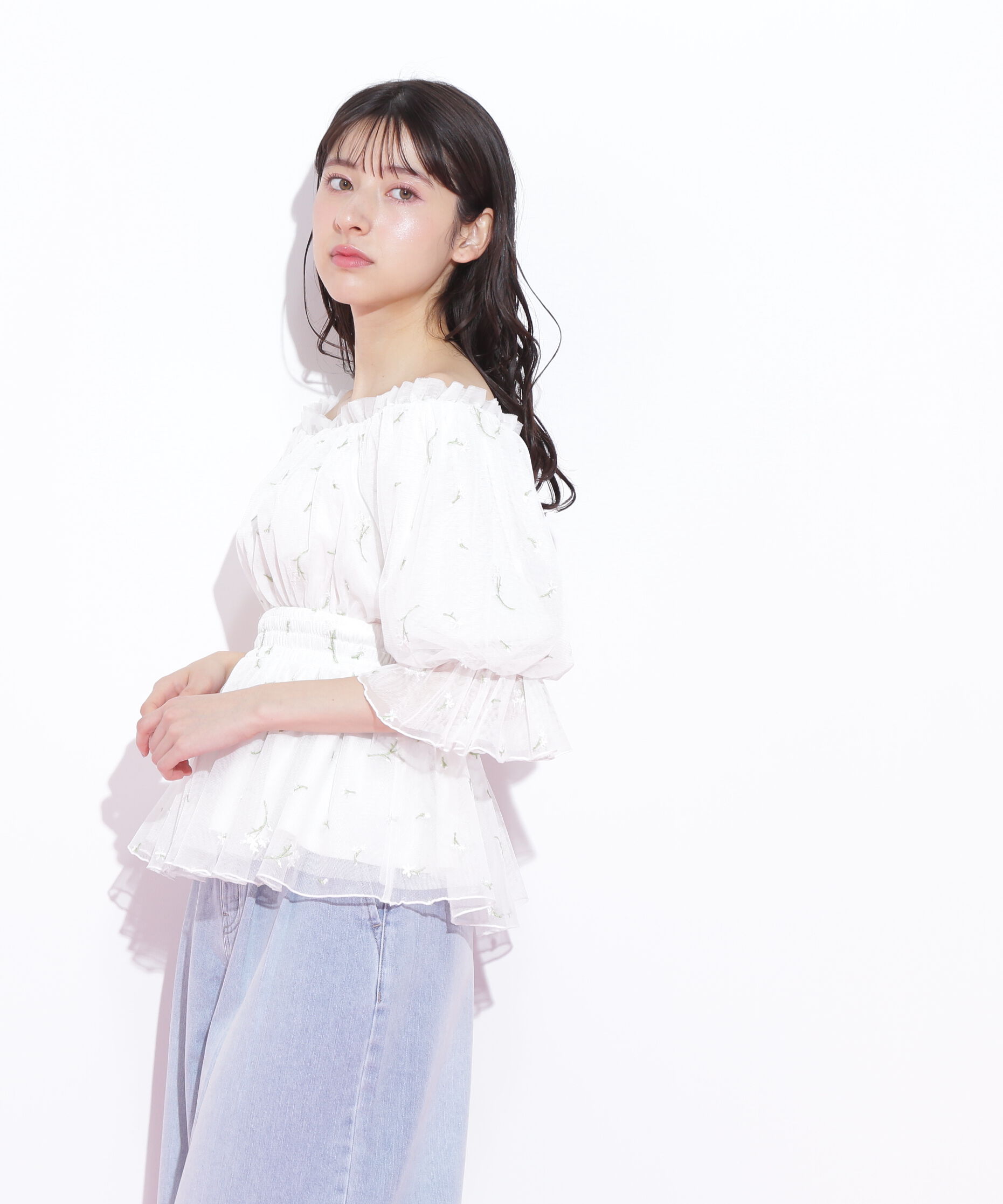  「チュールシャーリングブラウス」|シャツ・ブラウス|