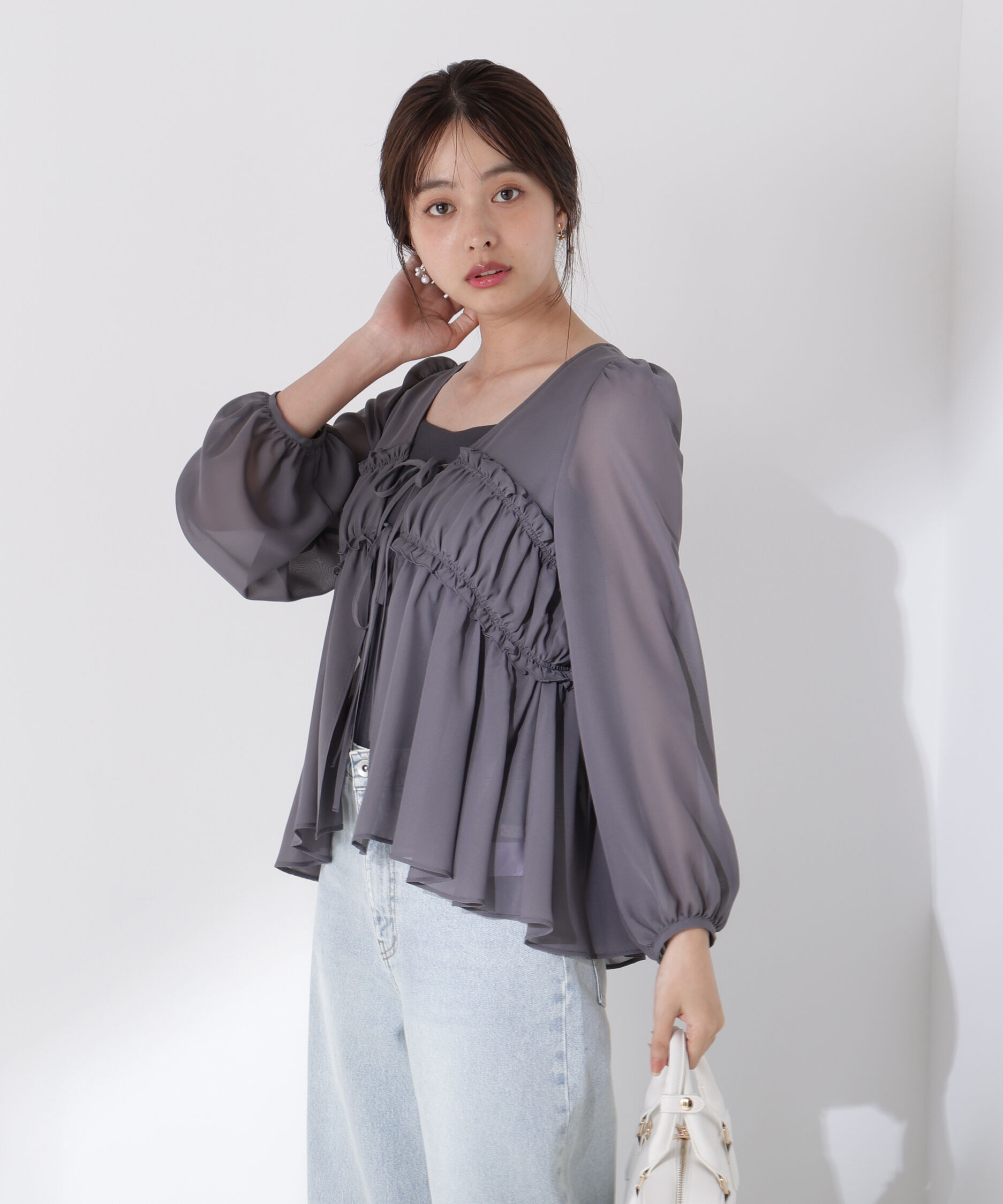 PROPORTION BODY DRESSING「シフォンブラウス」|シャツ・ブラウス|チャコール2