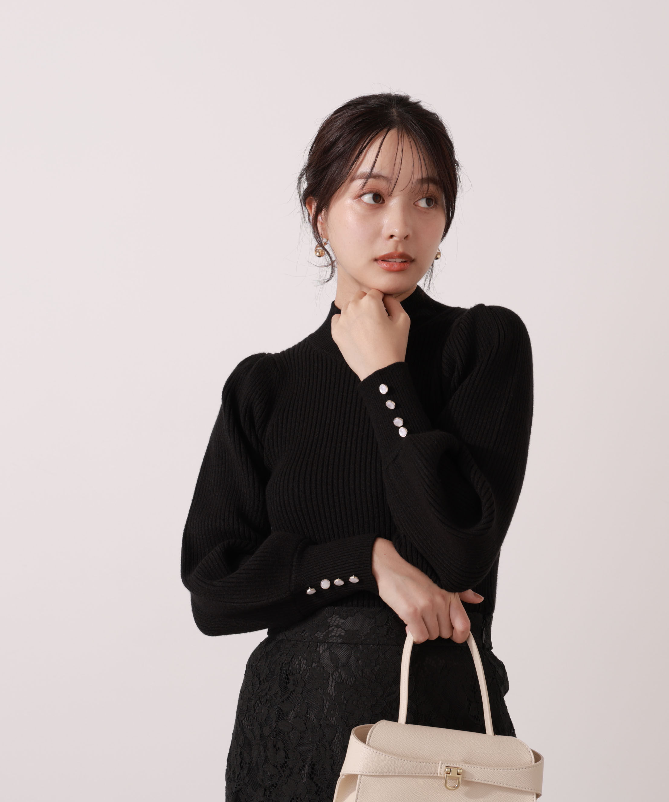 PROPORTION BODY DRESSING「＜ハンドウォッシャブル＞ハイネックボリュームスリーブニット 25AW」|ニット・セーター|