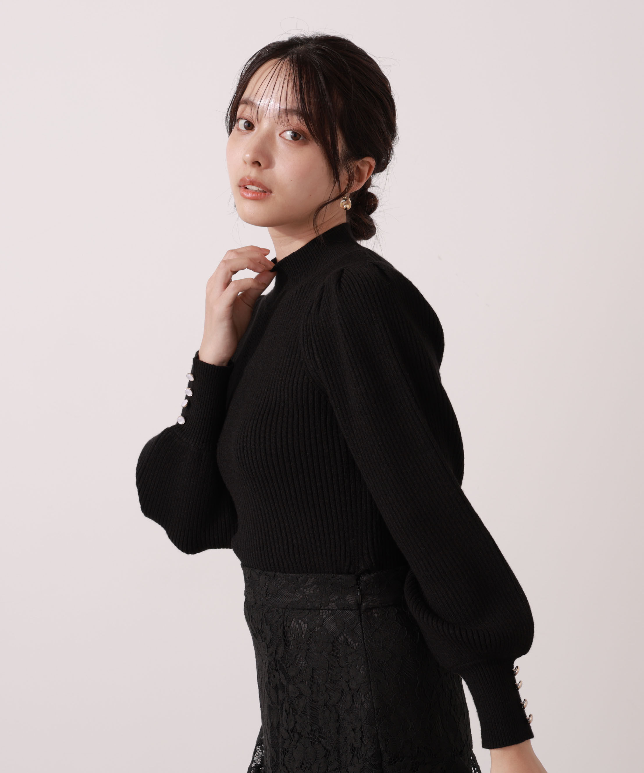 PROPORTION BODY DRESSING「＜ハンドウォッシャブル＞ハイネックボリュームスリーブニット 25AW」|ニット・セーター|