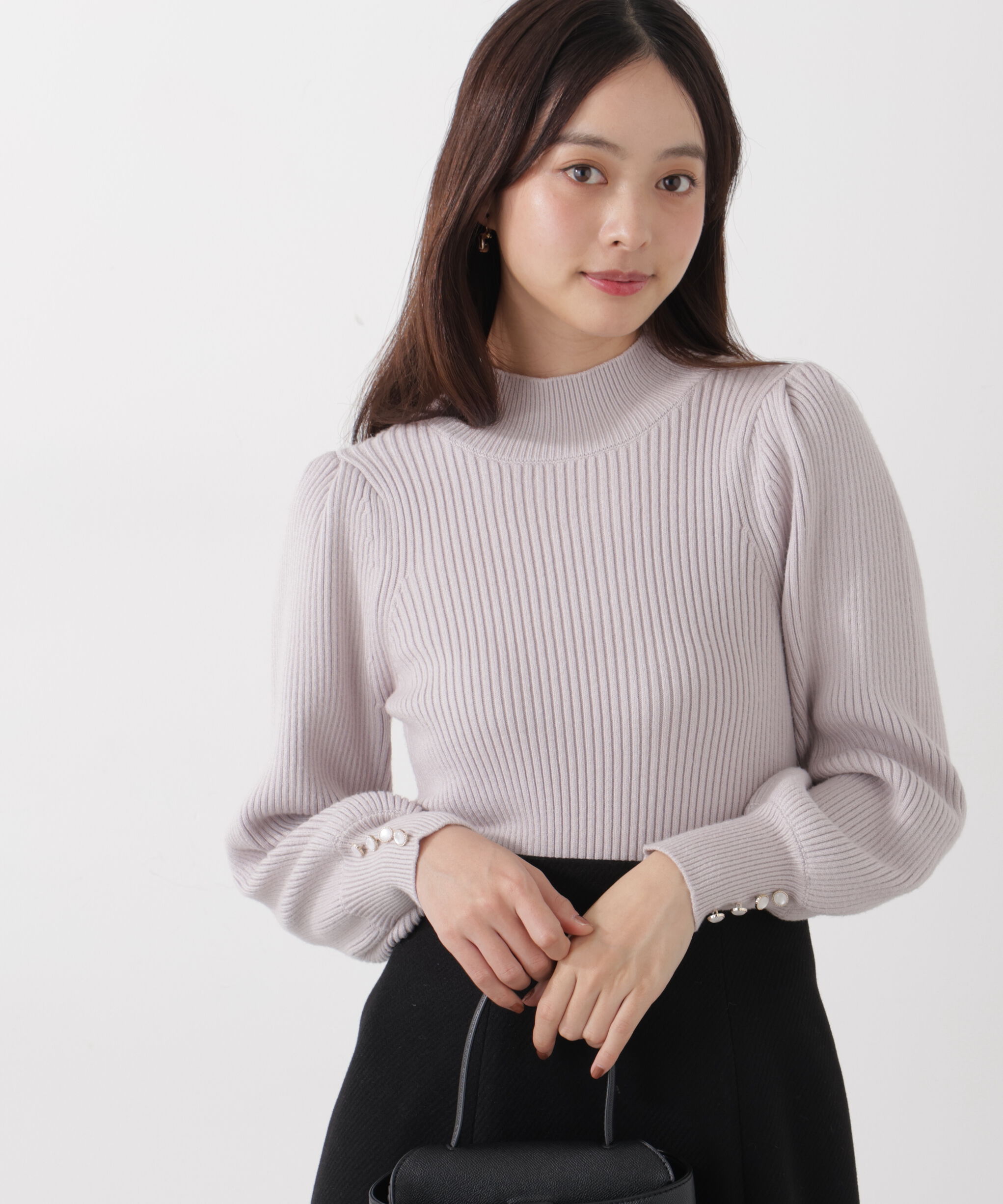 PROPORTION BODY DRESSING「＜ハンドウォッシャブル＞ハイネックボリュームスリーブニット 25AW」|ニット・セーター|グレー