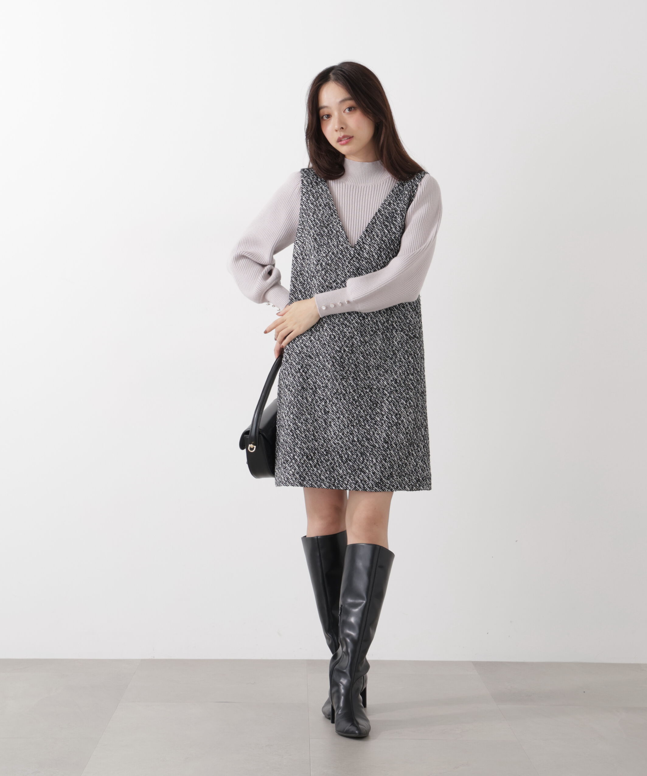 PROPORTION BODY DRESSING「＜ハンドウォッシャブル＞ハイネックボリュームスリーブニット 25AW」|ニット・セーター|