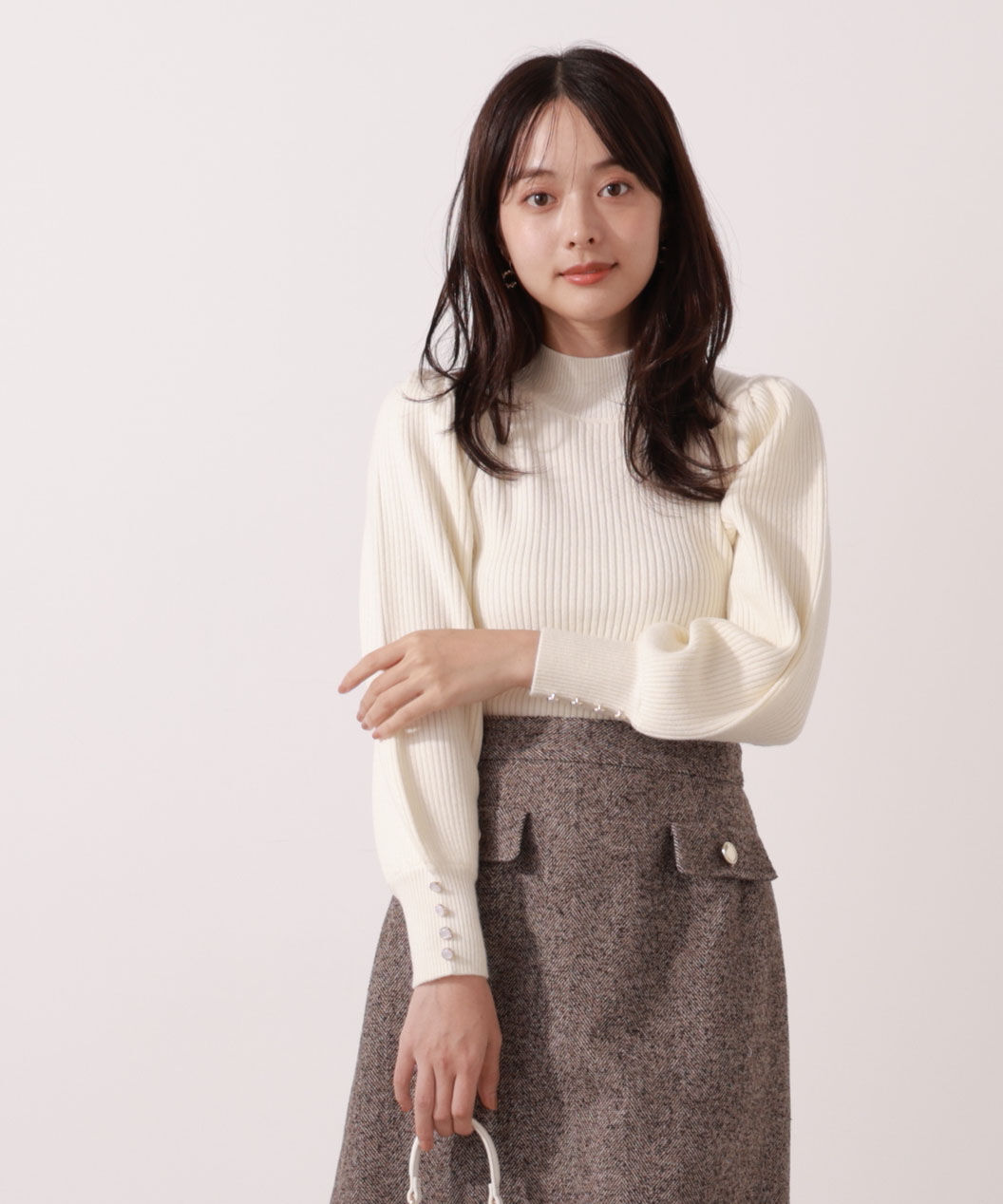 PROPORTION BODY DRESSING「＜ハンドウォッシャブル＞ハイネックボリュームスリーブニット 25AW」|ニット・セーター|