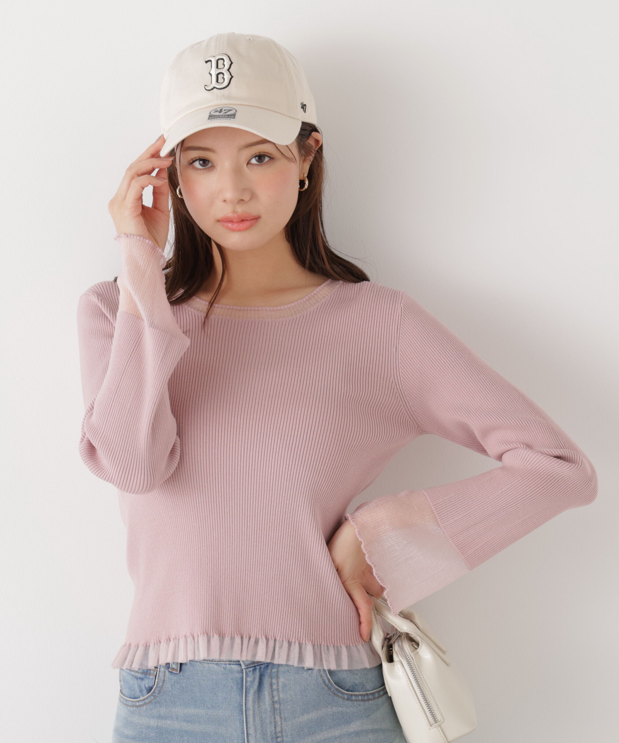 PROPORTION BODY DRESSING「部分シアーフレアスリーブニットトップス　26SS」|ニット・セーター|