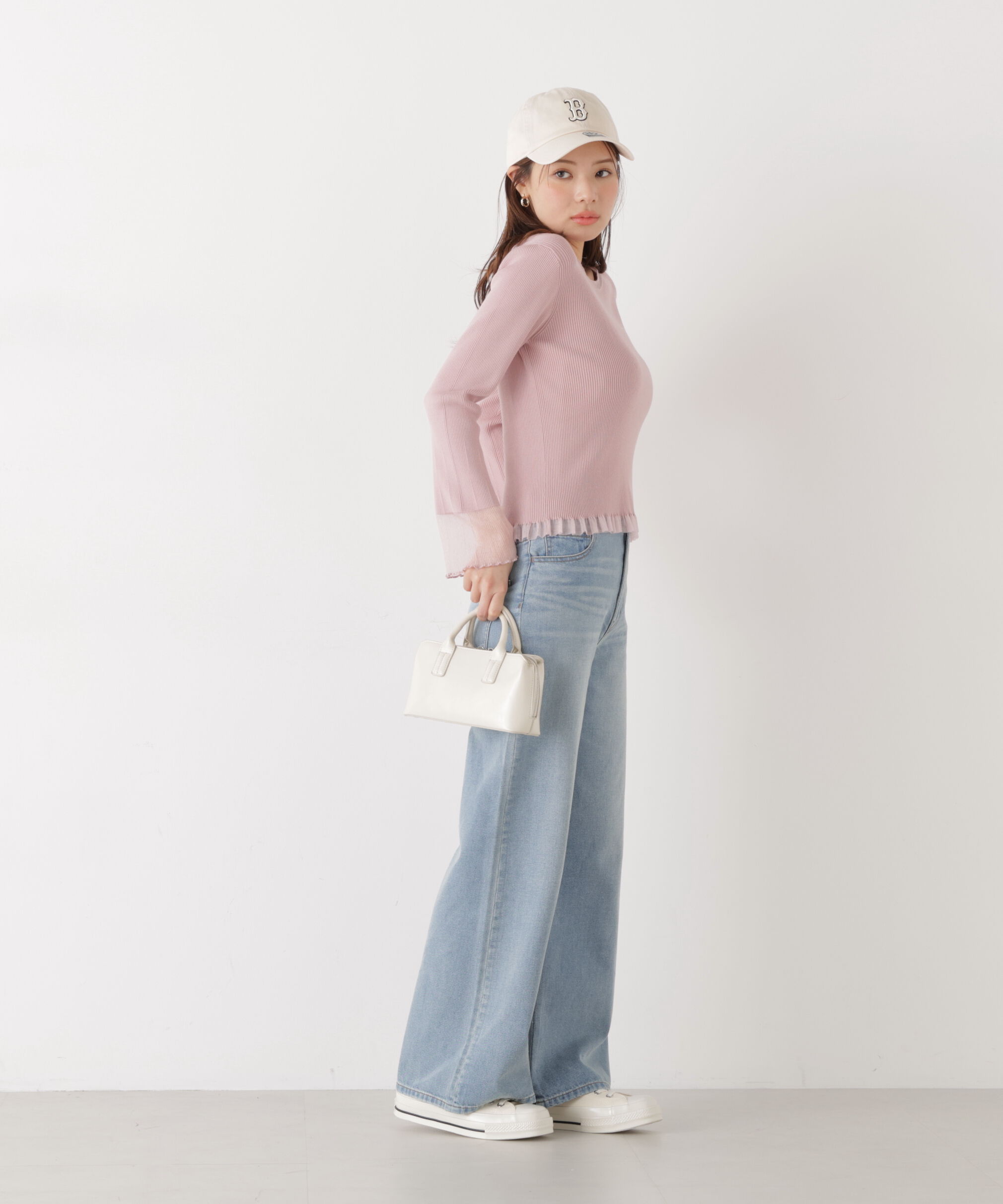 PROPORTION BODY DRESSING「部分シアーフレアスリーブニットトップス　26SS」|ニット・セーター|