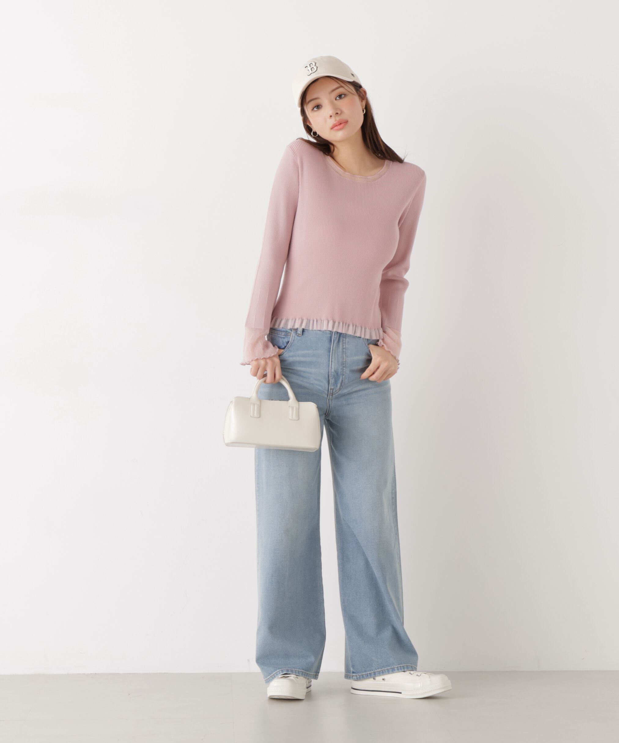 PROPORTION BODY DRESSING「部分シアーフレアスリーブニットトップス　26SS」|ニット・セーター|