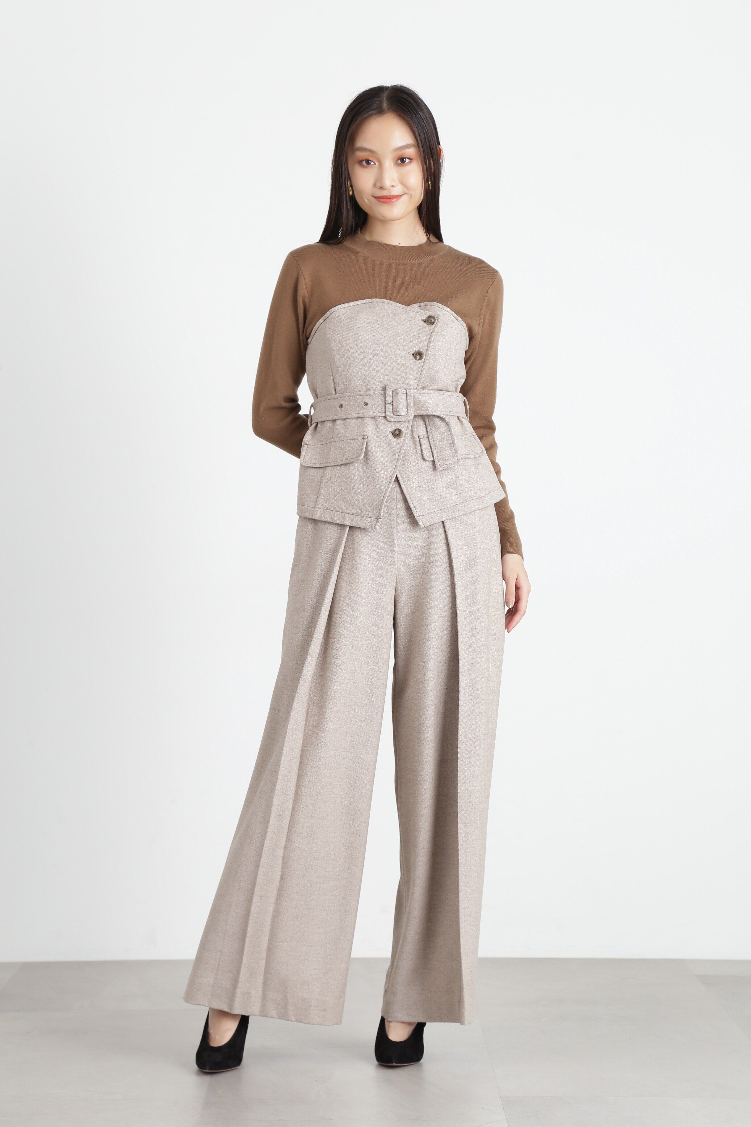  「へリンボーンタックワイドパンツ」|その他|