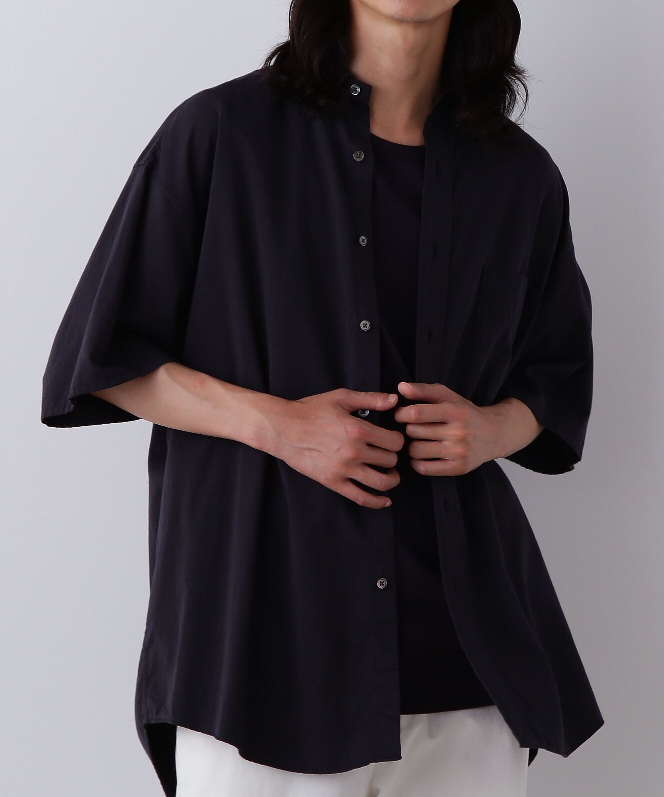 YLEVE 「Ｙ / ORGANIC COTTON WASHER SATIN SHORT SLEEVE SHIRT」|シャツ・ブラウス|