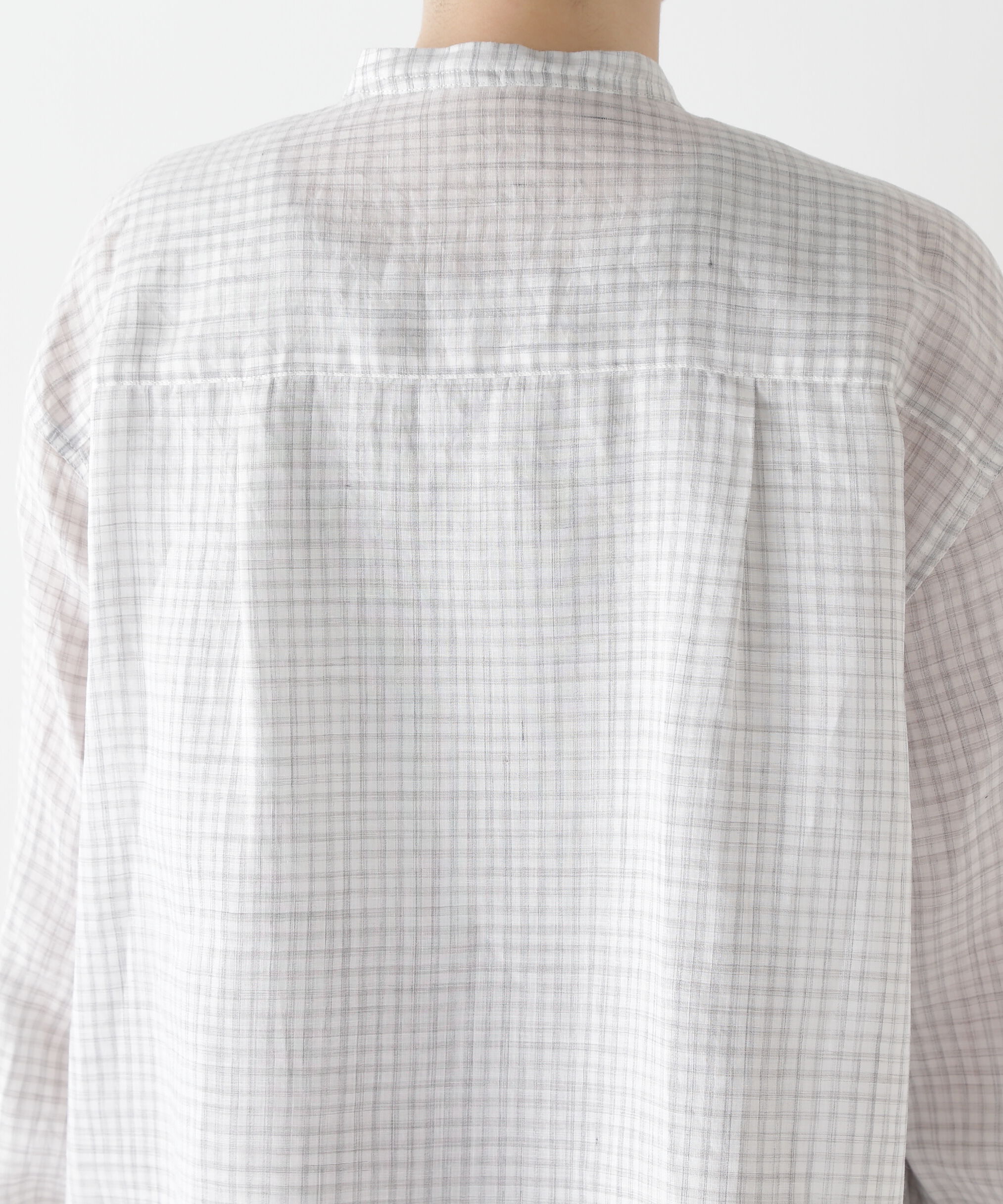  「◆ラミーバンドカラーギンガムシャツブラウス」|シャツ・ブラウス|