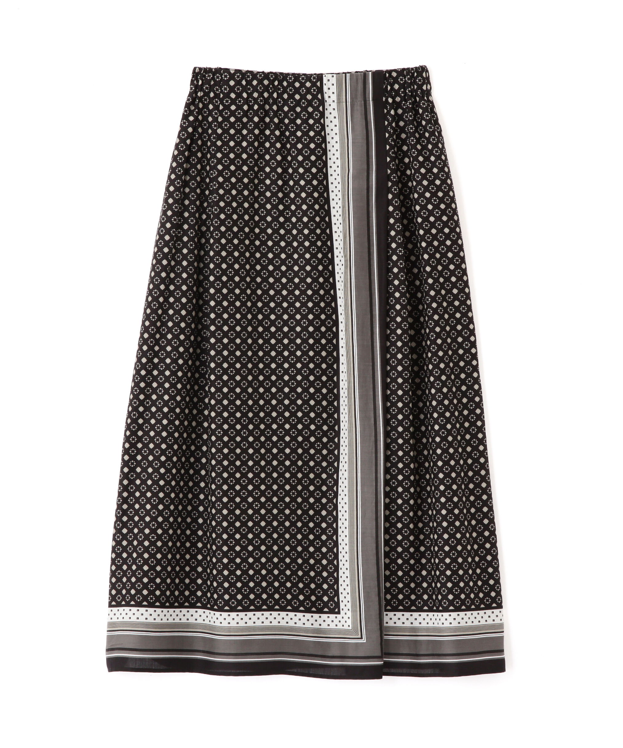  「◆コットンセルロースパネル幾何プリントラップライクスカート」|スカート|