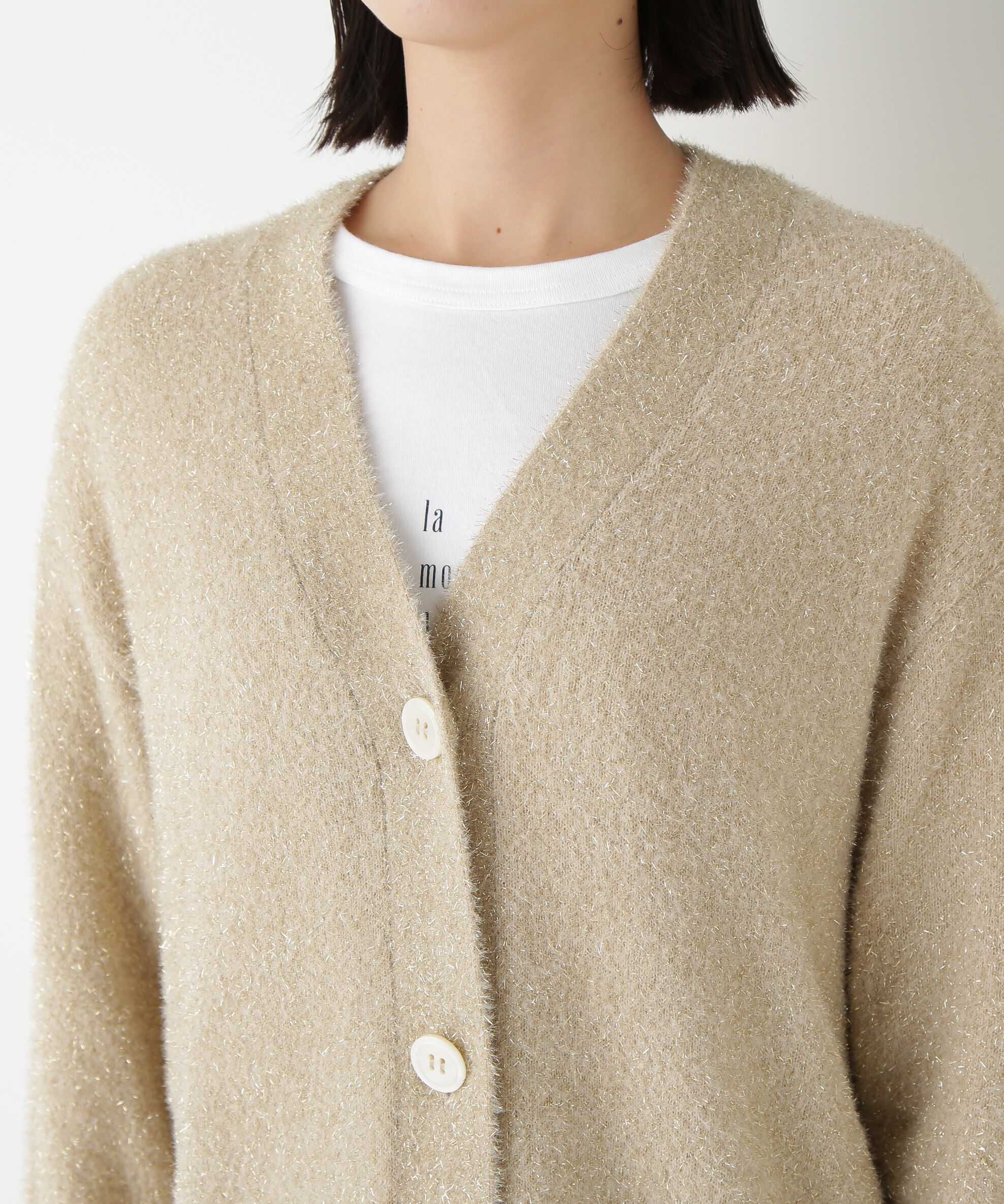  「◆ラメシャギーＶネックカーディガン」|ニット・セーター|