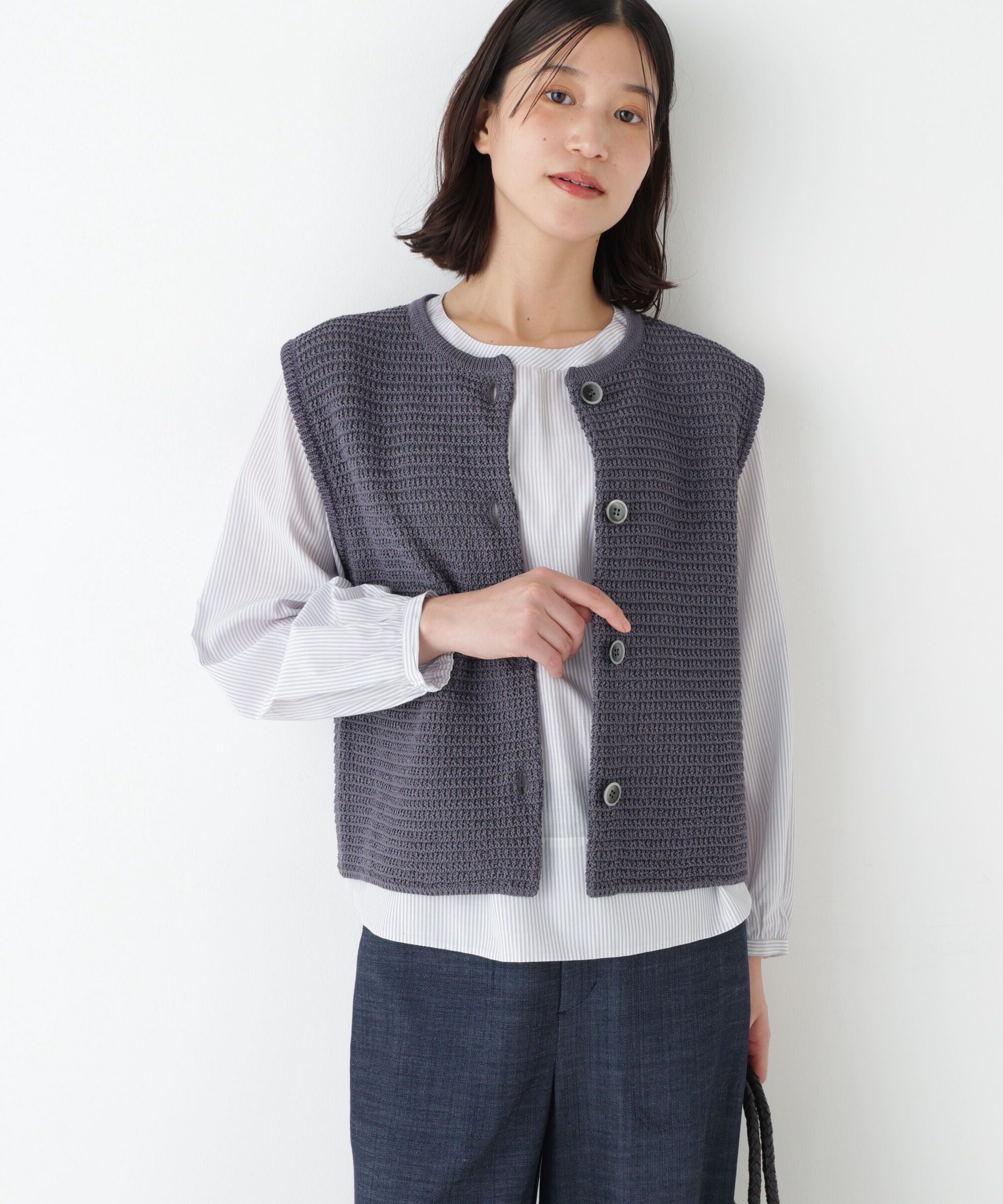  「◆ギマコットン地柄ベスト」|ニット・セーター|