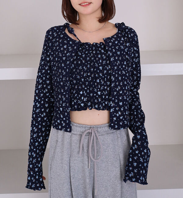 archives「小花柄シャーリングビスチェカットアンサンブル」|カーディガン|