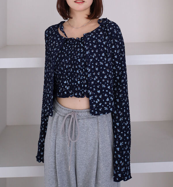 archives「小花柄シャーリングビスチェカットアンサンブル」|カーディガン|