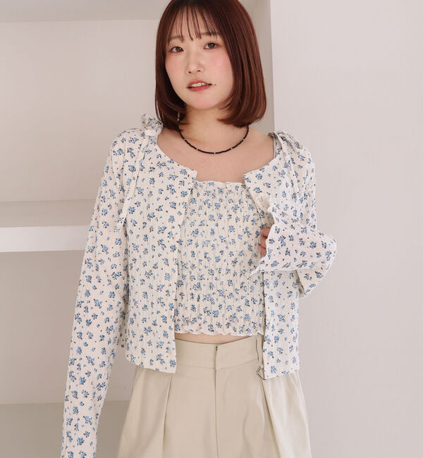 archives「小花柄シャーリングビスチェカットアンサンブル」|カーディガン|