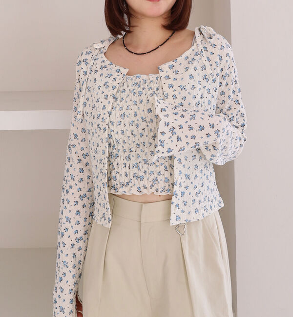 archives「小花柄シャーリングビスチェカットアンサンブル」|カーディガン|