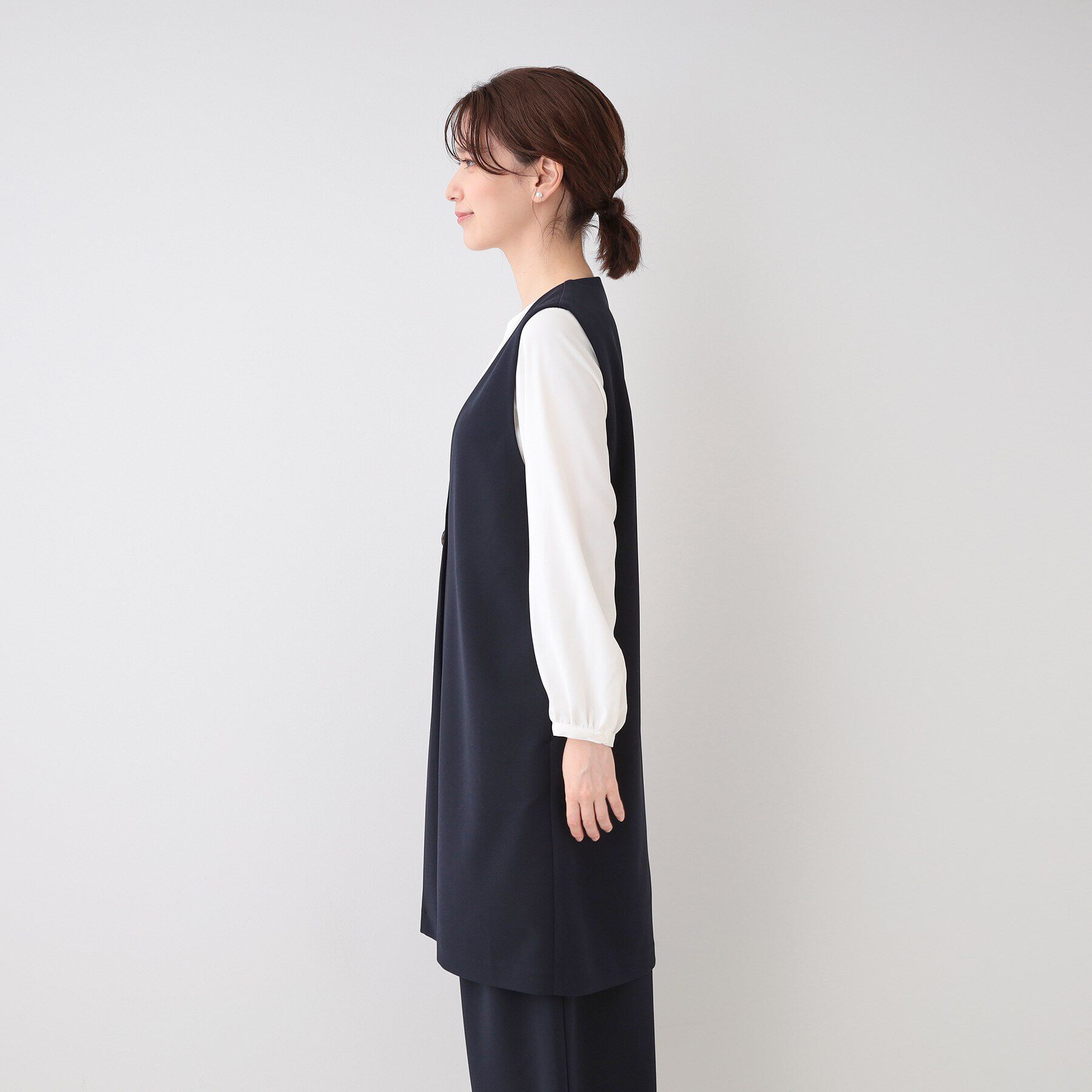 SHOO･LA･RUE「【洗える/S-3L/セットアップ可】セレモニーや通勤にも カットジョーゼット ジレ」|ベスト・ジレ|