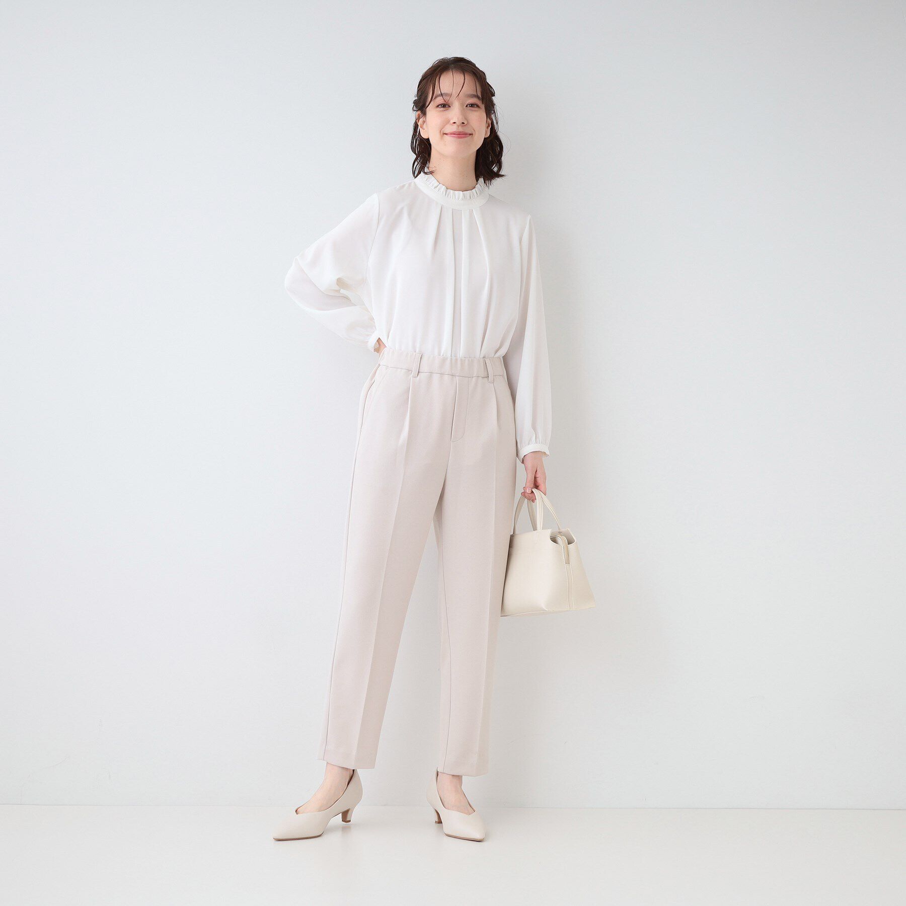 SHOO･LA･RUE「【洗える/S-3L/セットアップ可】セレモニーや通勤に カットジョーゼットテーパードパンツ」|その他|