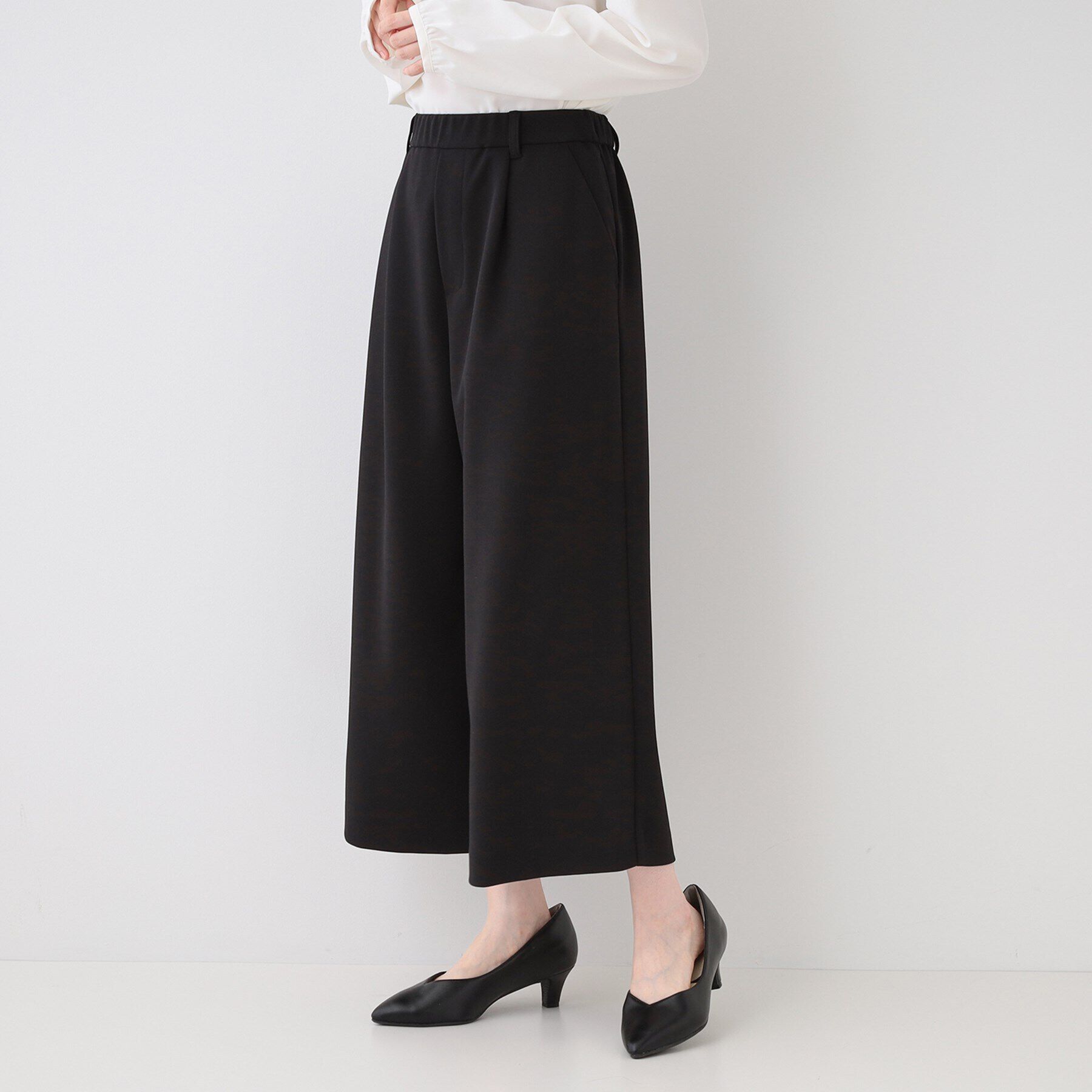 SHOO･LA･RUE「【洗える/S-3L/セットアップ可】セレモニーからデイリーに カットジョーゼット ワイドパンツ」|その他|