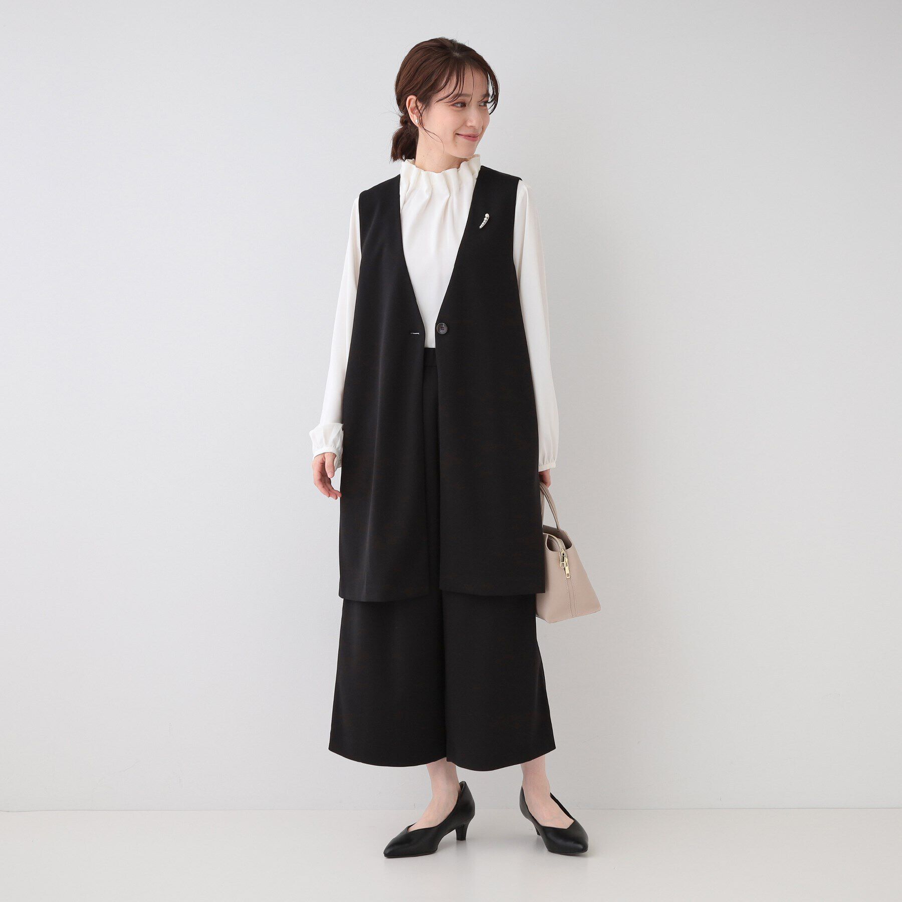 SHOO･LA･RUE「【洗える/S-3L/セットアップ可】セレモニーからデイリーに カットジョーゼット ワイドパンツ」|その他|