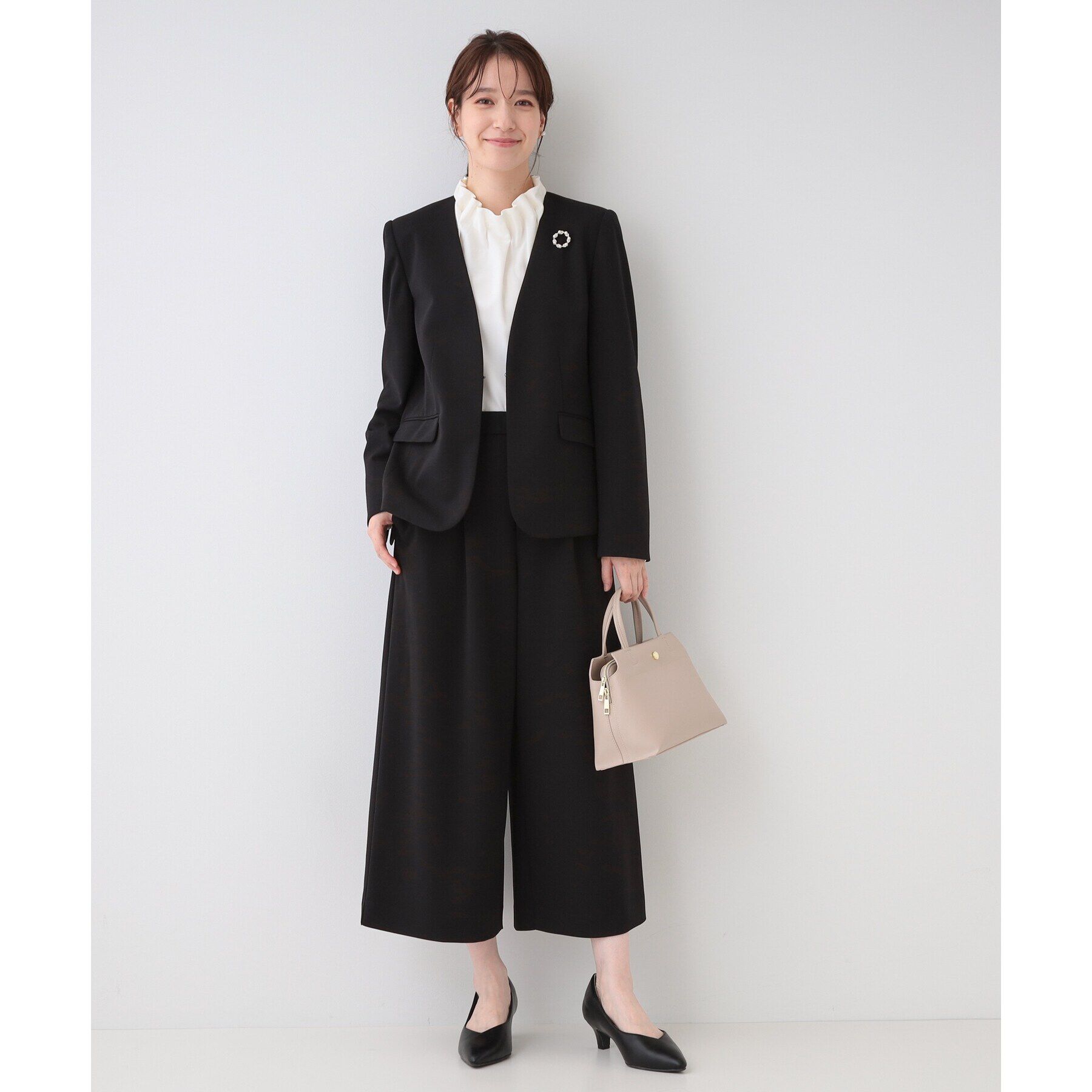 SHOO･LA･RUE「【洗える/S-3L/セットアップ可】セレモニーからデイリーに カットジョーゼット ワイドパンツ」|その他|