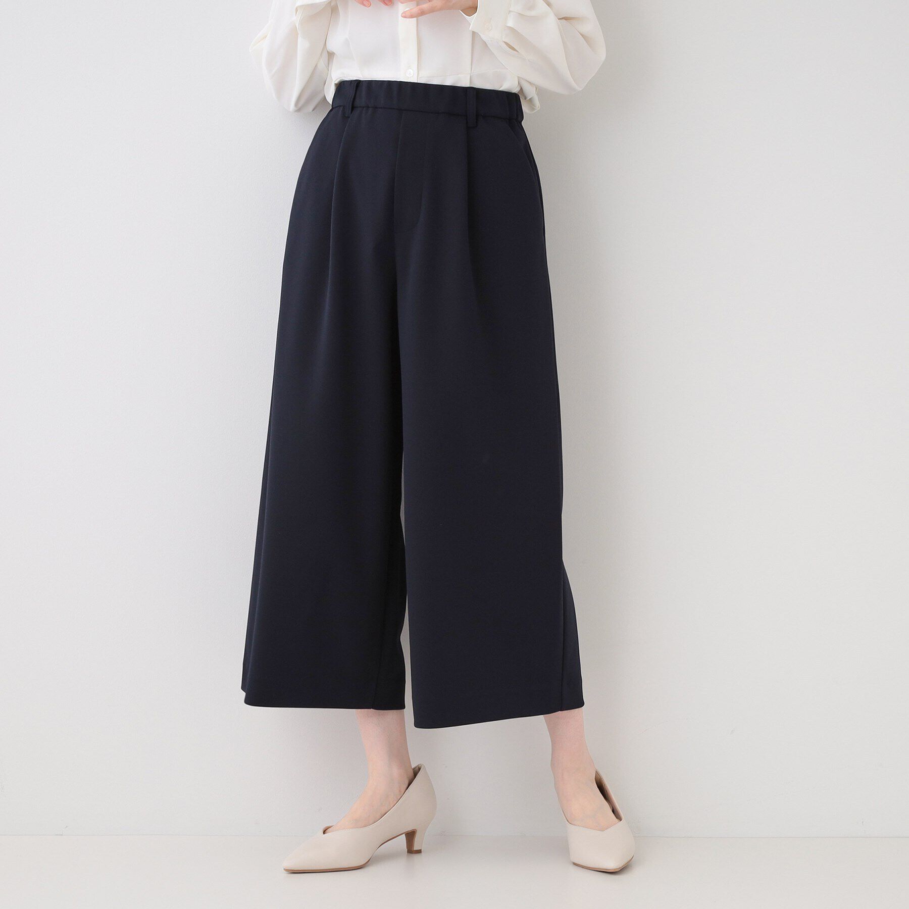 SHOO･LA･RUE「【洗える/S-3L/セットアップ可】セレモニーからデイリーに カットジョーゼット ワイドパンツ」|その他|