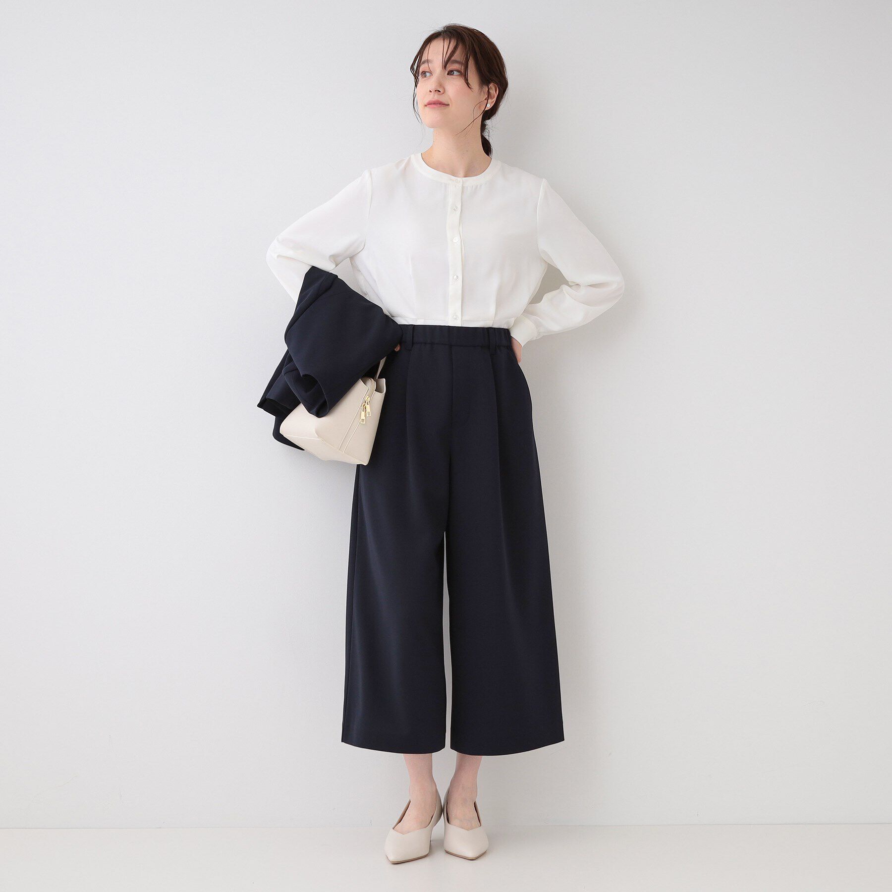 SHOO･LA･RUE「【洗える/S-3L/セットアップ可】セレモニーからデイリーに カットジョーゼット ワイドパンツ」|その他|