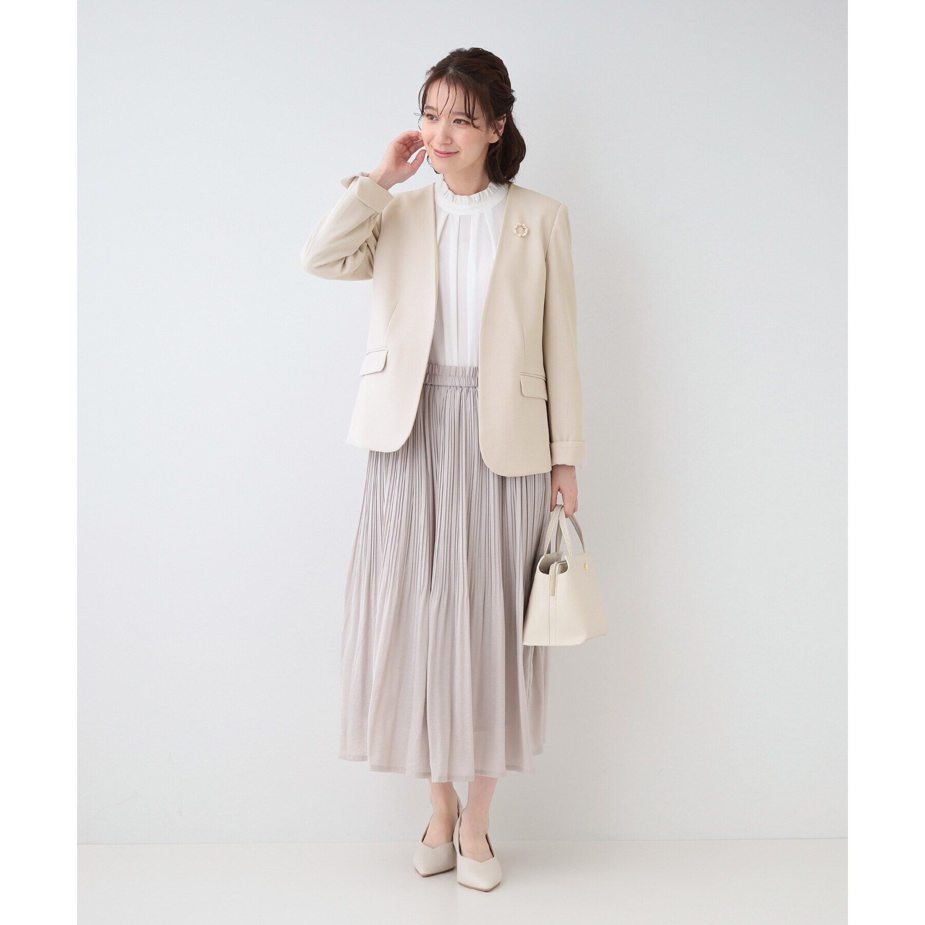 SHOO･LA･RUE「【セレモニーにも】ひらりと揺れる上品シルエット サテンプリーツスカート」|スカート|