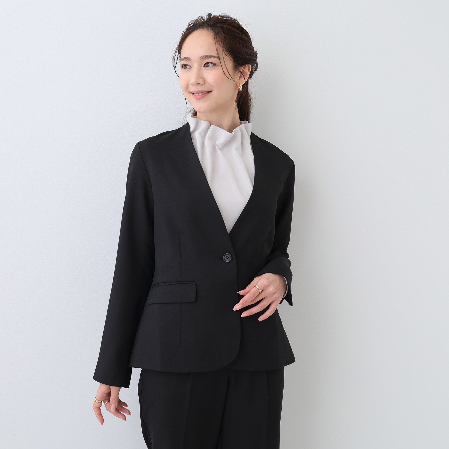 SHOO･LA･RUE「【S-LL/セットアップ可/通勤/セレモニー】ノーカラージャケット」|ノーカラージャケット|