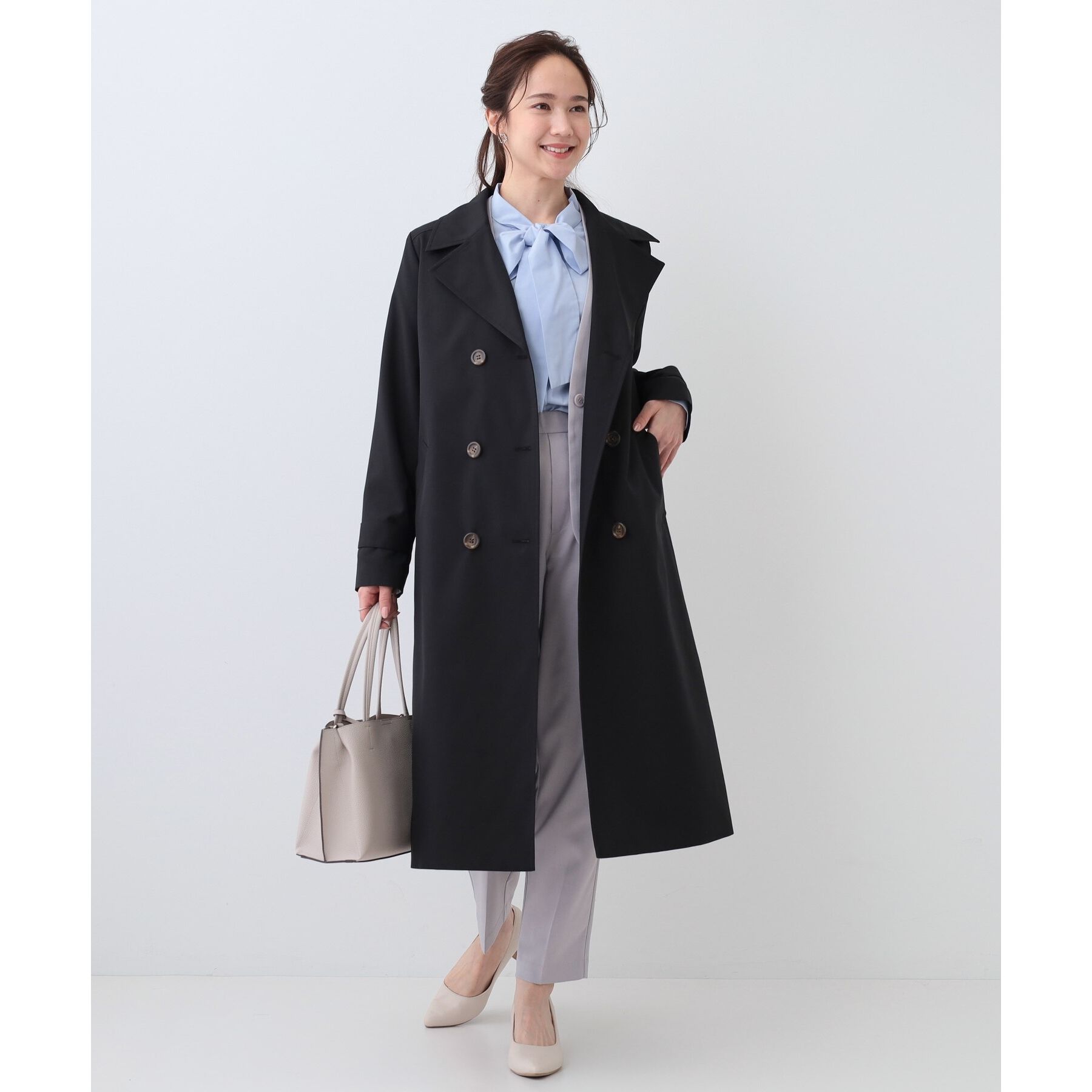 SHOO･LA･RUE「【S-LL】お顔回りを華やかに リボンタイブラウス」|シャツ・ブラウス|