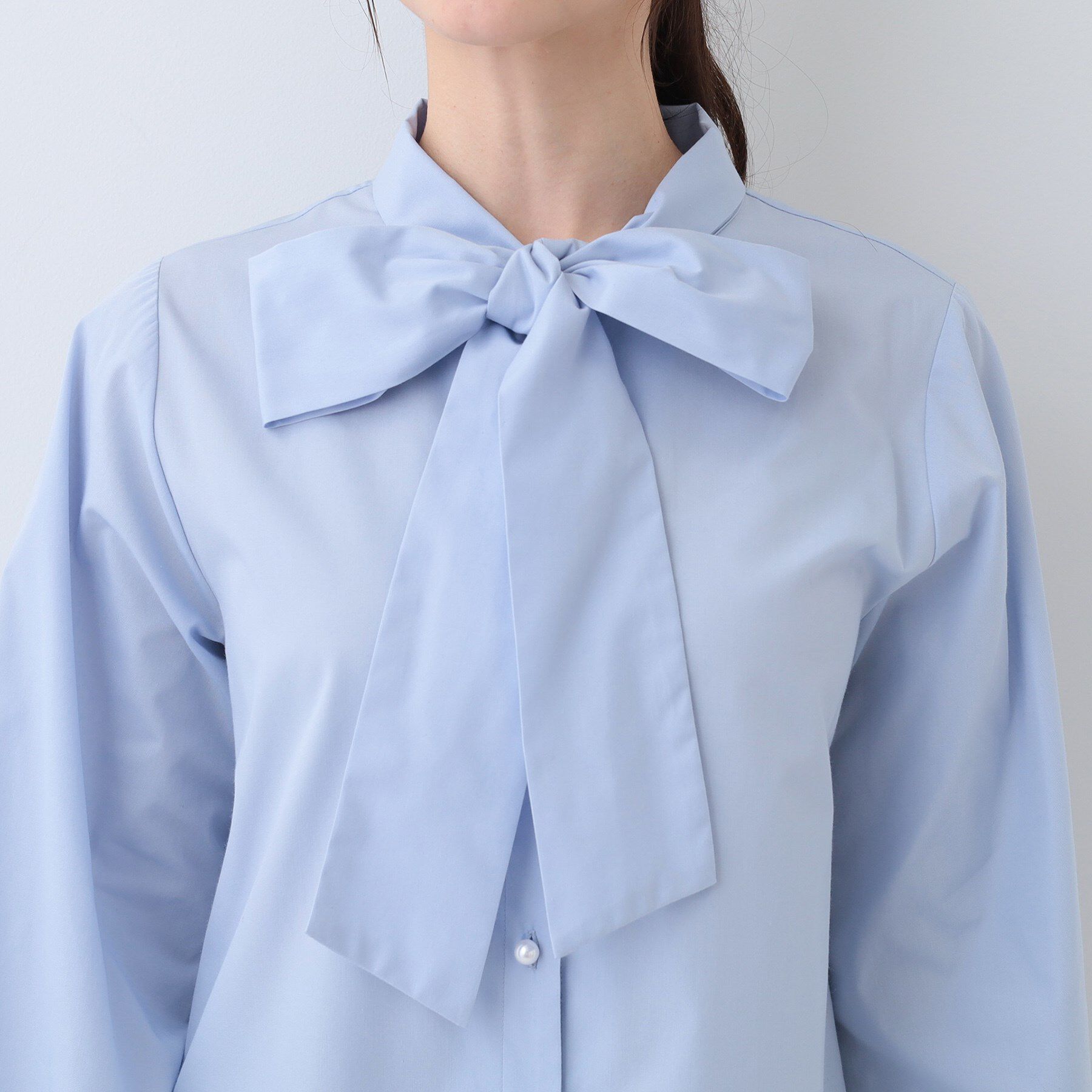 SHOO･LA･RUE「【S-LL】お顔回りを華やかに リボンタイブラウス」|シャツ・ブラウス|