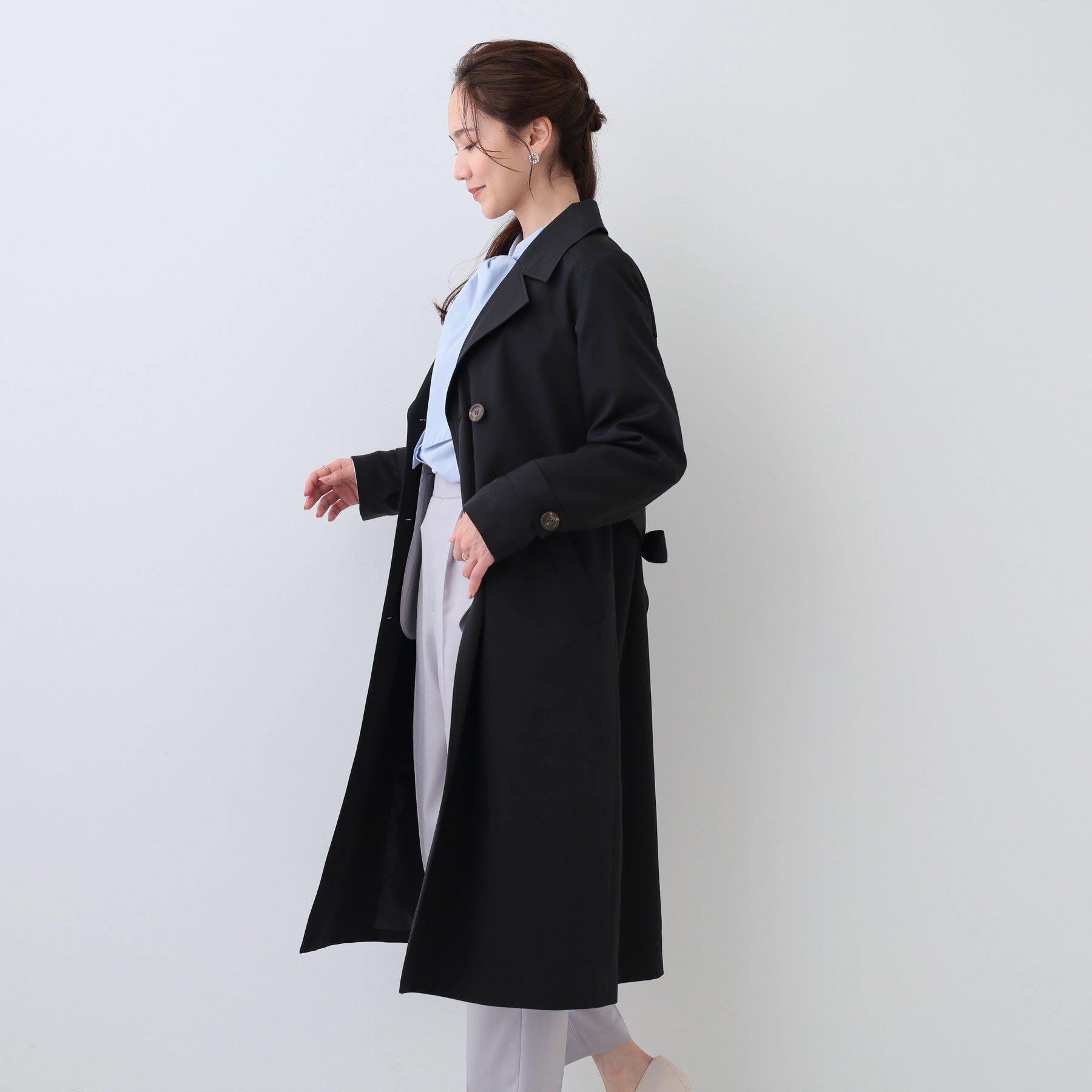 SHOO･LA･RUE「【S-LL/防花粉/撥水加工】ロングトレンチコート」|トレンチコート|