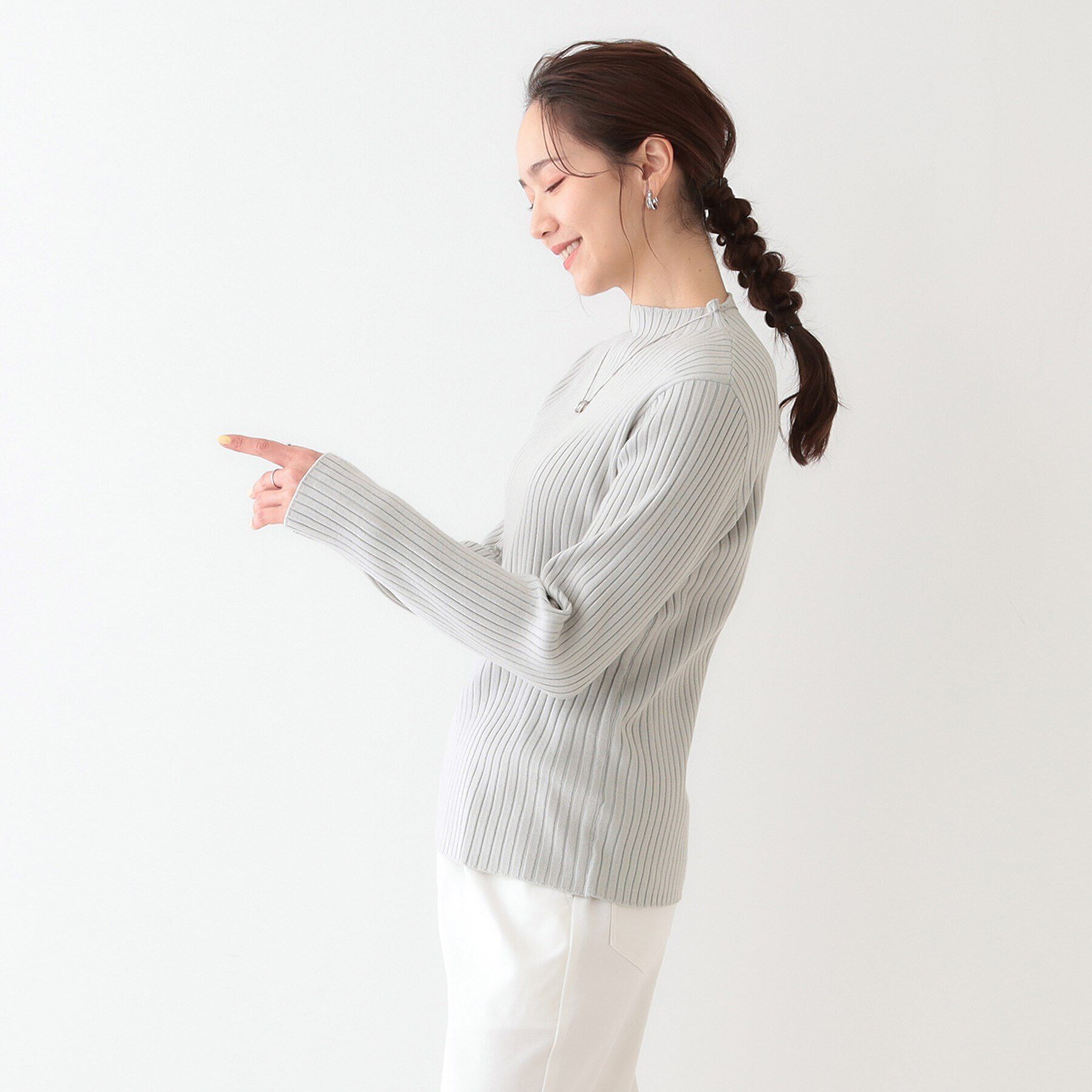 SHOO･LA･RUE「【洗える/S-LL】一枚でもインナーでも プチハイネック リブニット」|ニット・セーター|