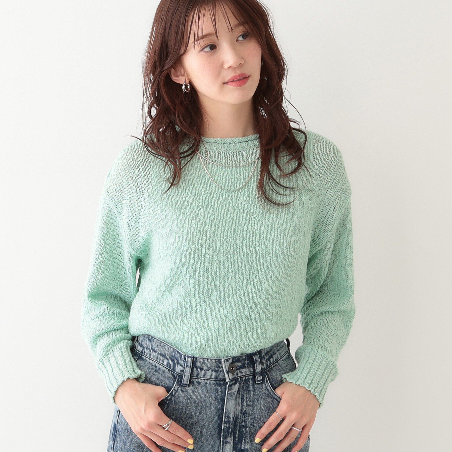 SHOO･LA･RUE「さりげない凹凸感で表情豊か。ロールネックニット」|ニット・セーター|ミントグリーン(02