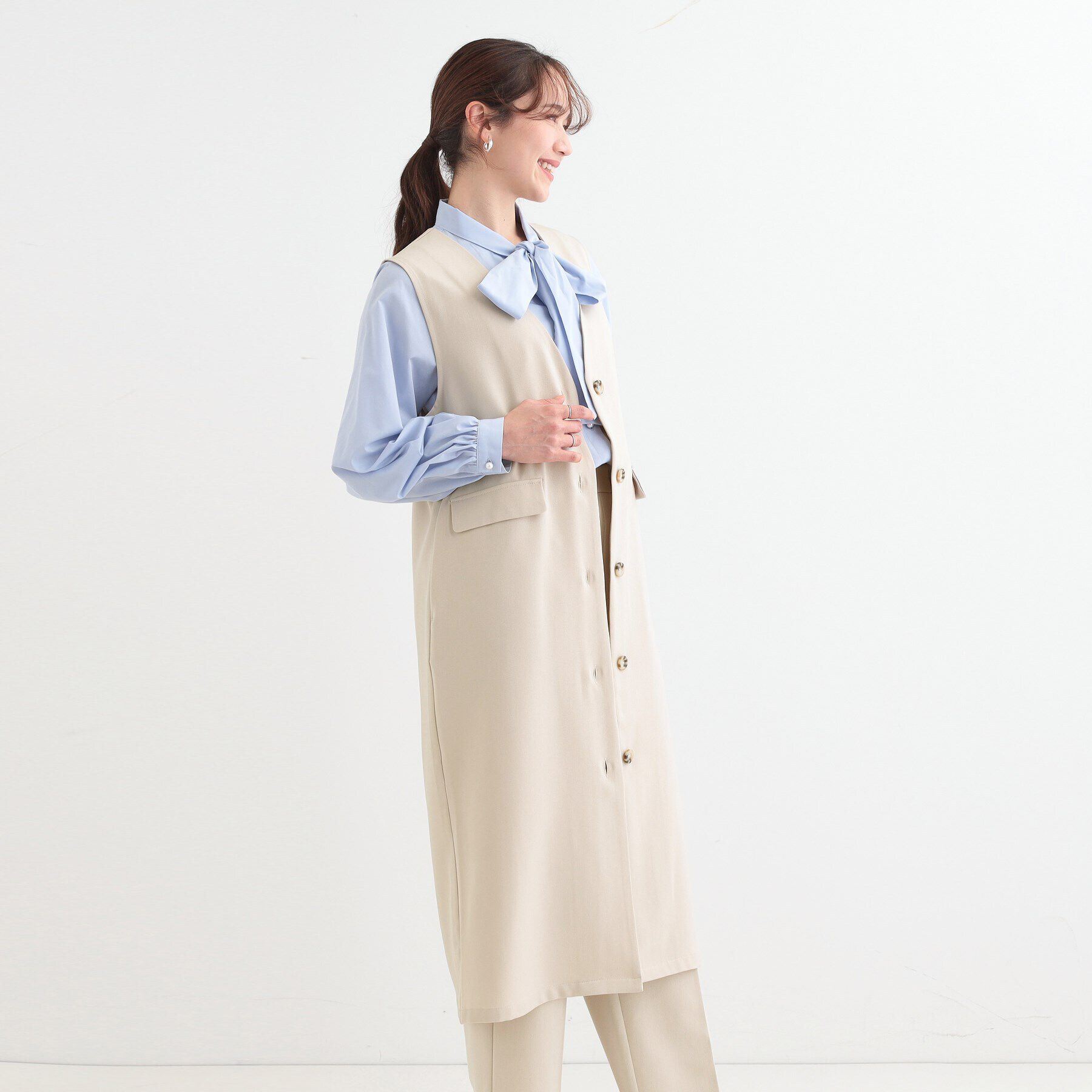 SHOO･LA･RUE「【S-LL/2WAY】ジャンドレにもなるロングジレ」|ベスト・ジレ|