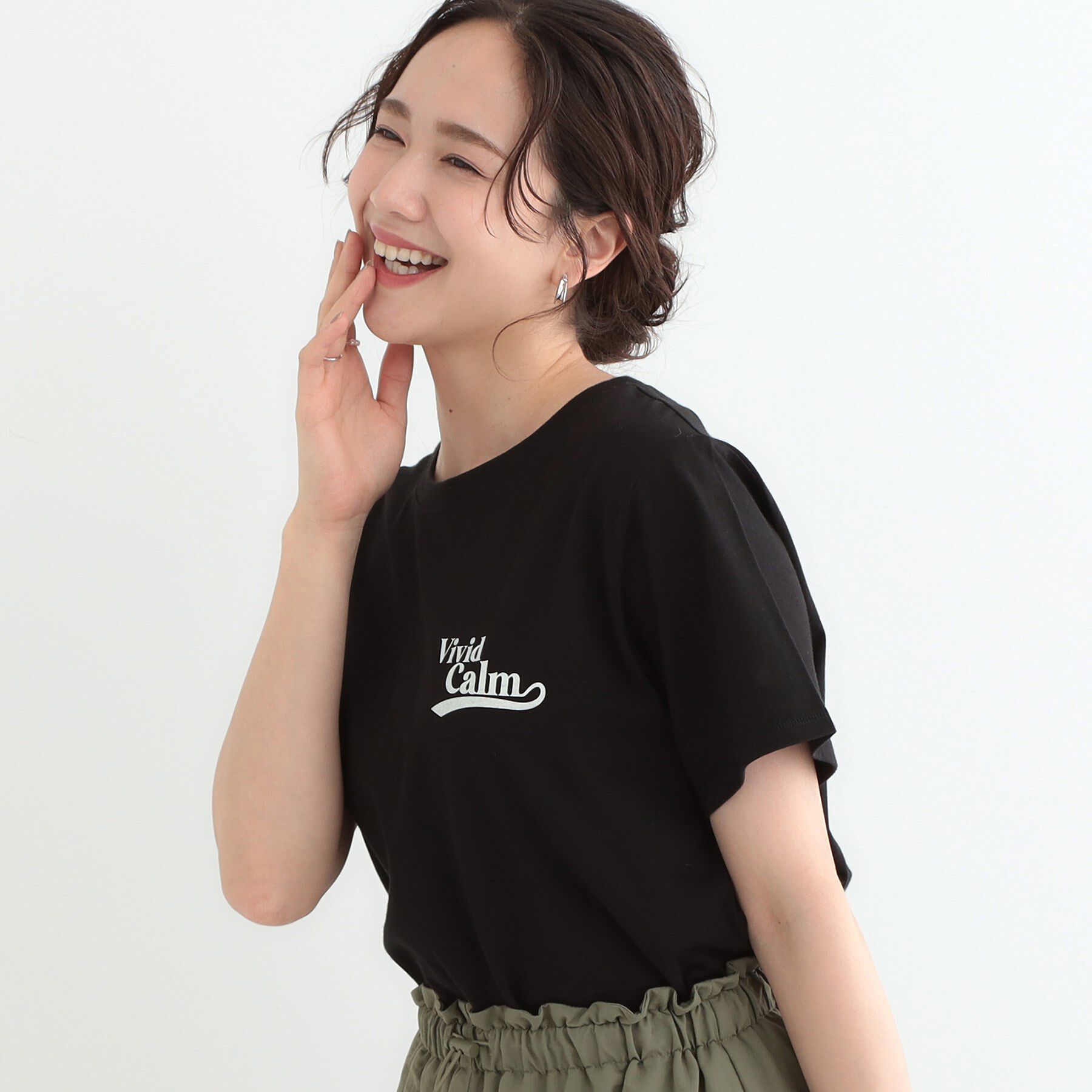 SHOO･LA･RUE「【洗える/S-LL】選べる4柄 プリントアソート ベーシックTシャツ」|Tシャツ・カットソー|ブラック(419)
