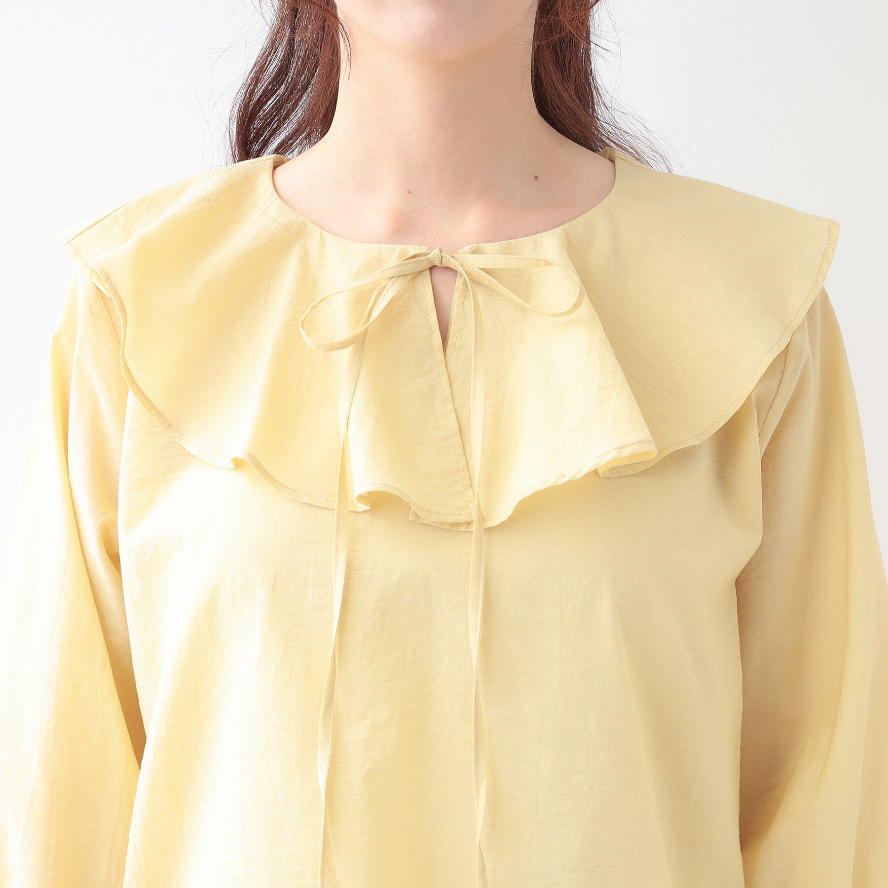 SHOO･LA･RUE「【洗える/S-LL】甘すぎない大人のフリルブラウス」|シャツ・ブラウス|