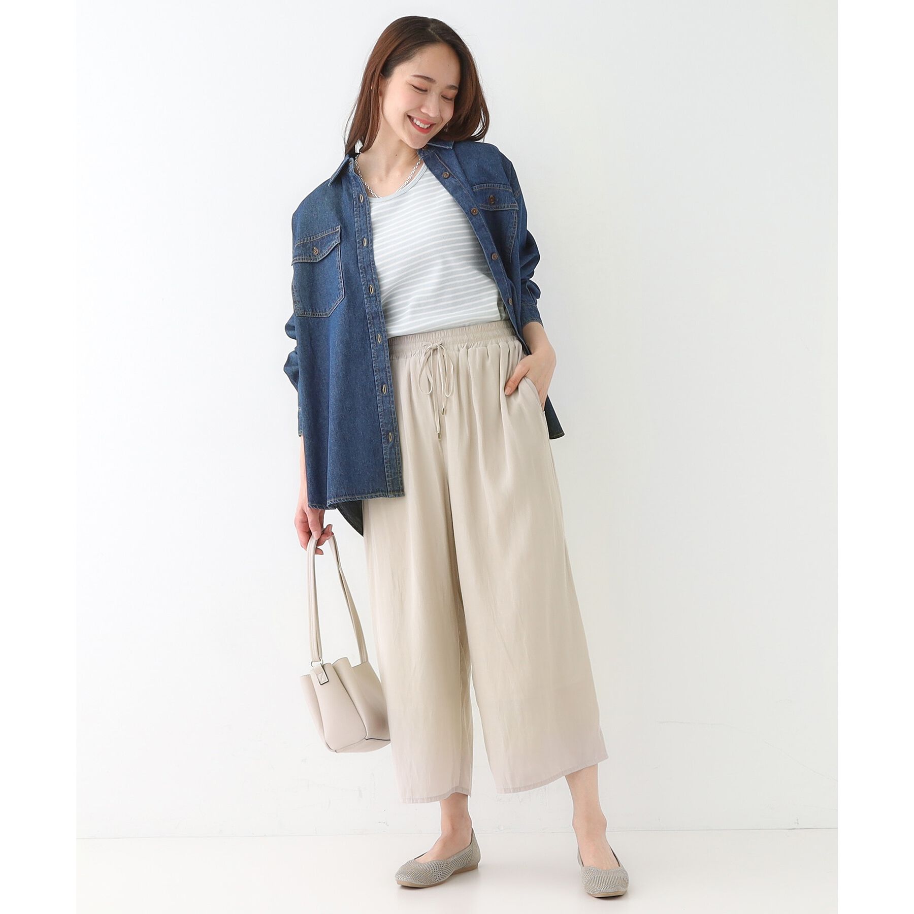 SHOO･LA･RUE「【高レビュー/着丈選べる】さらり柔らか マットサテンワイドパンツ」|その他|