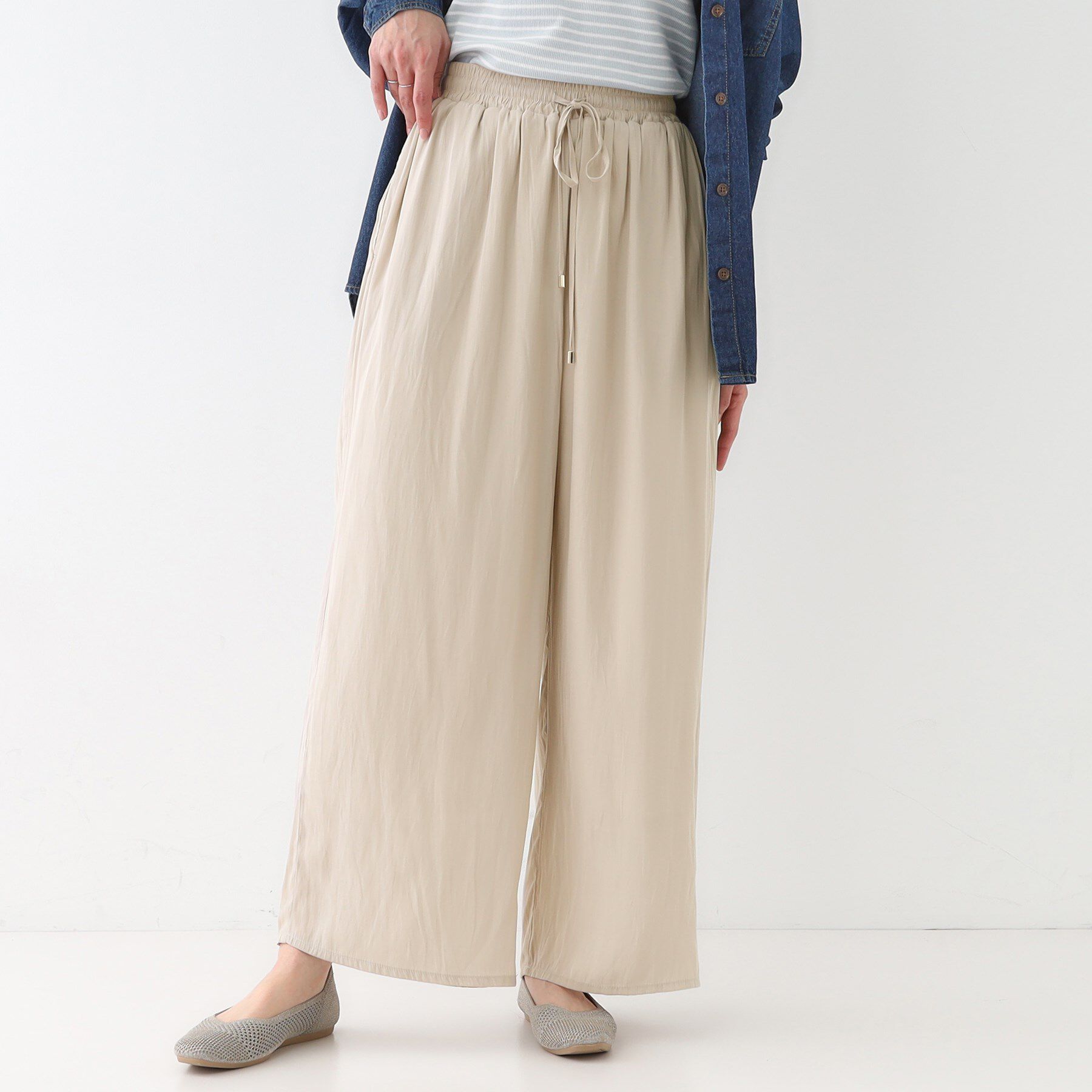 SHOO･LA･RUE「【高レビュー/着丈選べる】さらり柔らか マットサテンワイドパンツ」|その他|