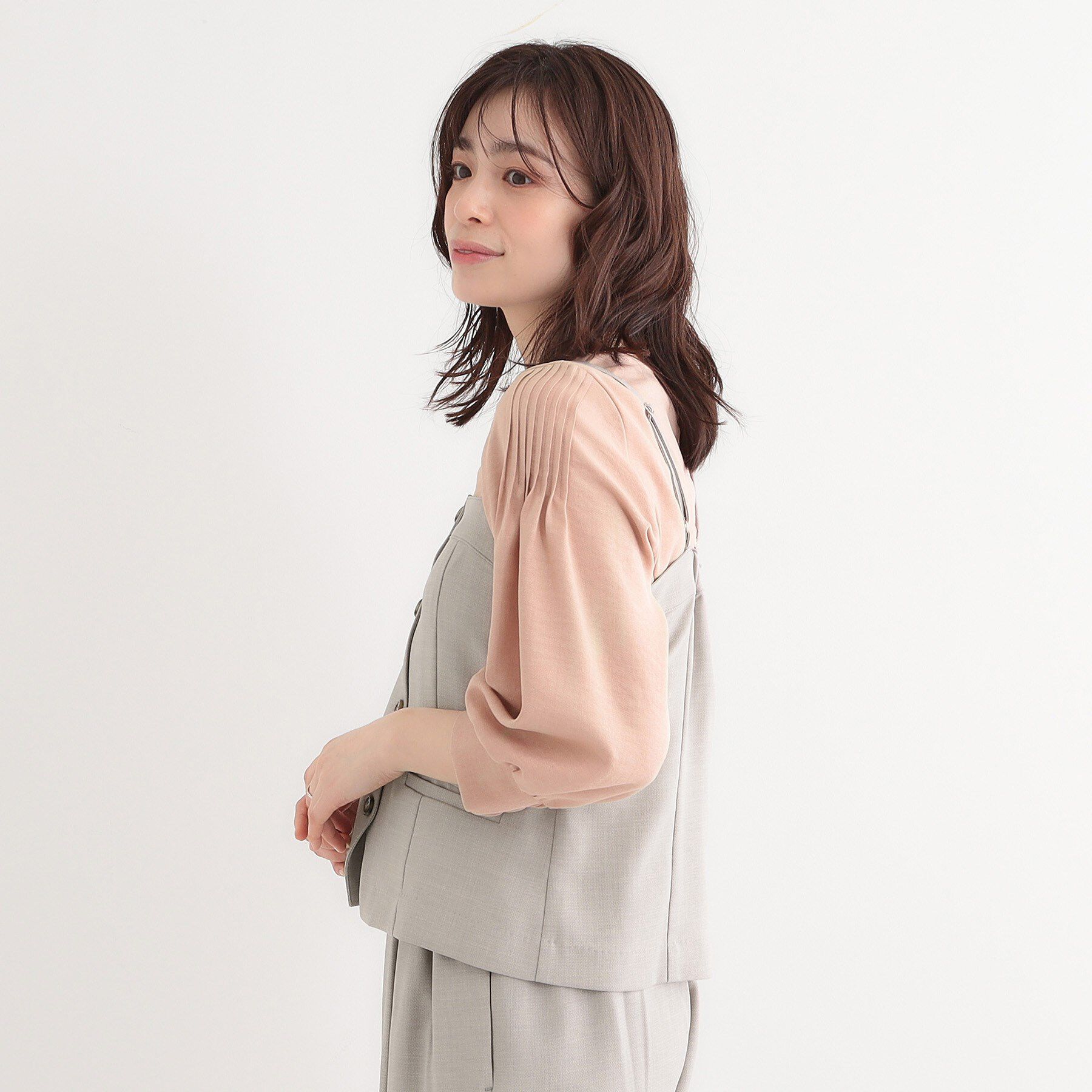 SHOO･LA･RUE「【セットアップ可】コーデが華やぐ 大人の麻調キャミビスチェ」|ベスト・ジレ|