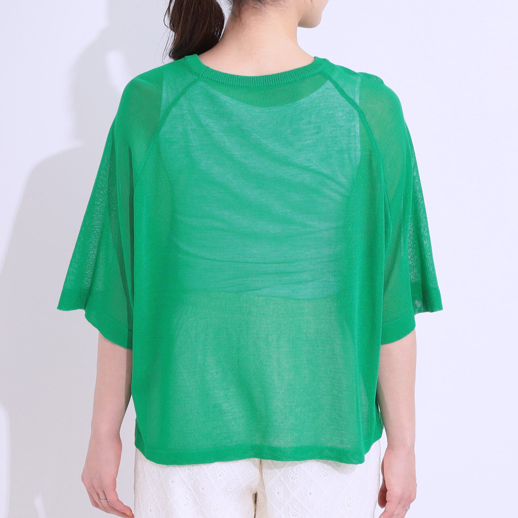 SHOO･LA･RUE「【S-LL】シアー感がこなれ見え お袖ゆったりロゴニット」|ニット・セーター|