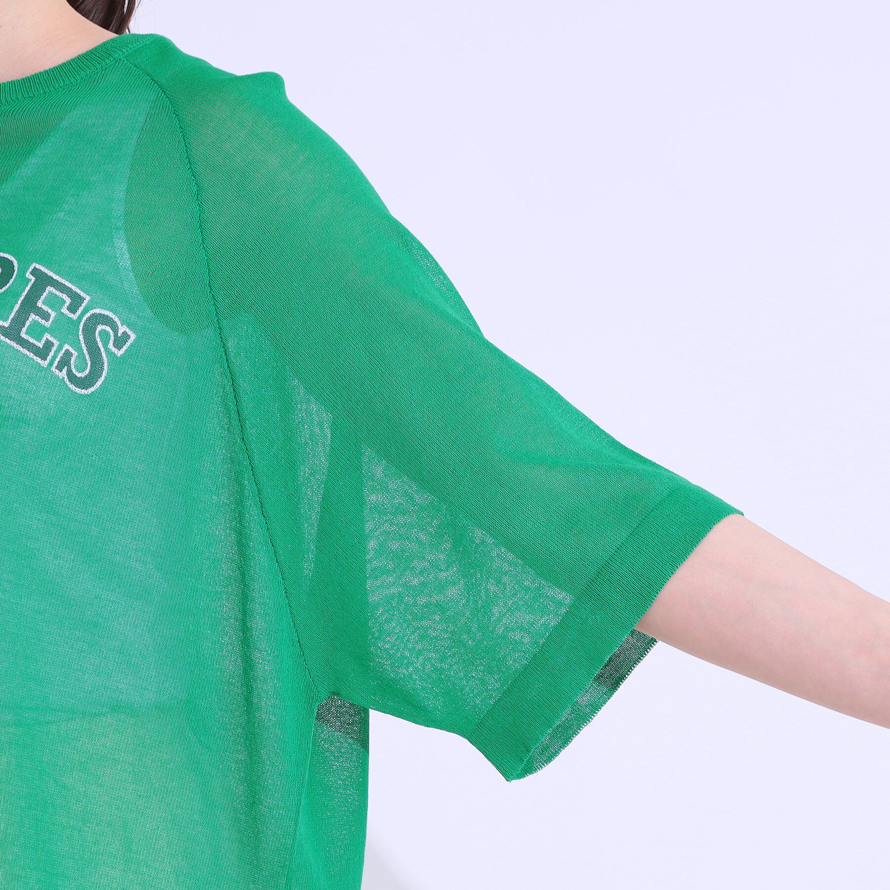 SHOO･LA･RUE「【S-LL】シアー感がこなれ見え お袖ゆったりロゴニット」|ニット・セーター|