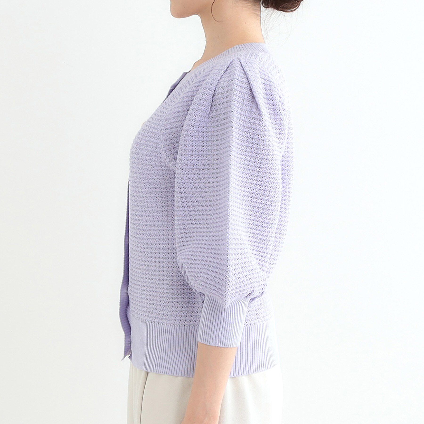 SHOO･LA･RUE「【S-LL】大人フェミニンな着こなしに 透かし編みニットカーディガン」|カーディガン|