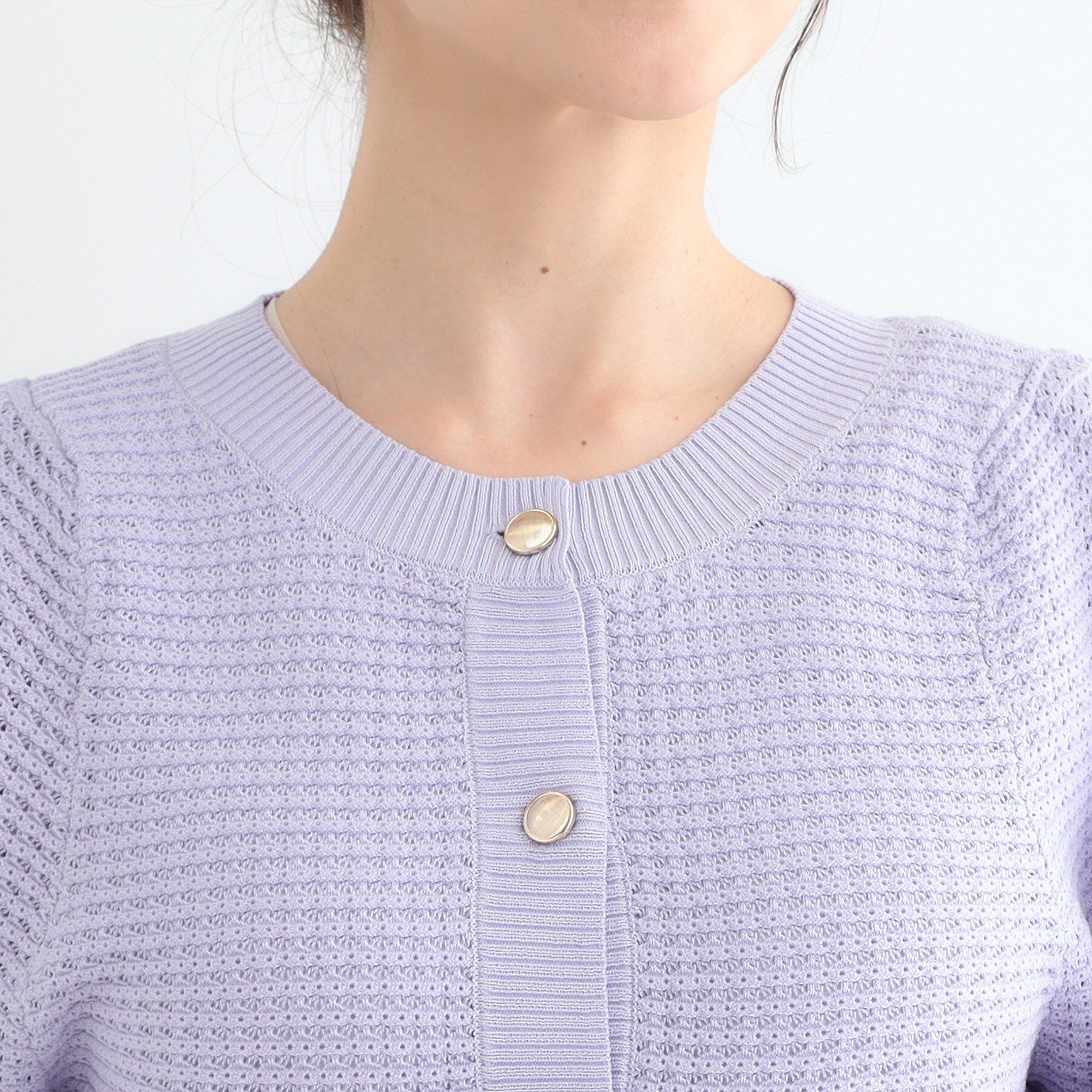 SHOO･LA･RUE「【S-LL】大人フェミニンな着こなしに 透かし編みニットカーディガン」|カーディガン|