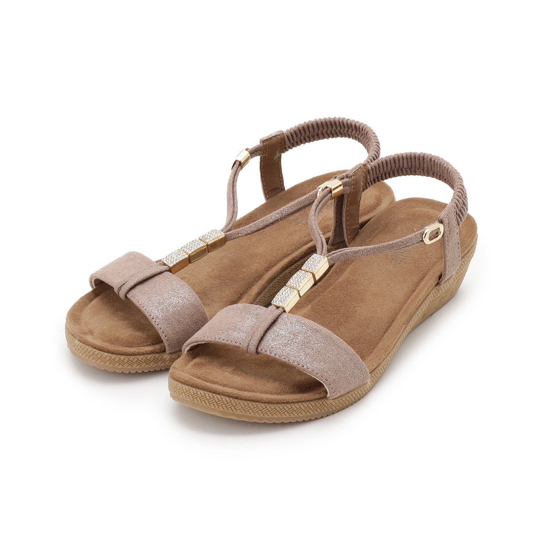 SHOO･LA･RUE「ビジューYストラップサンダル」|サンダル|グレージュ(050)