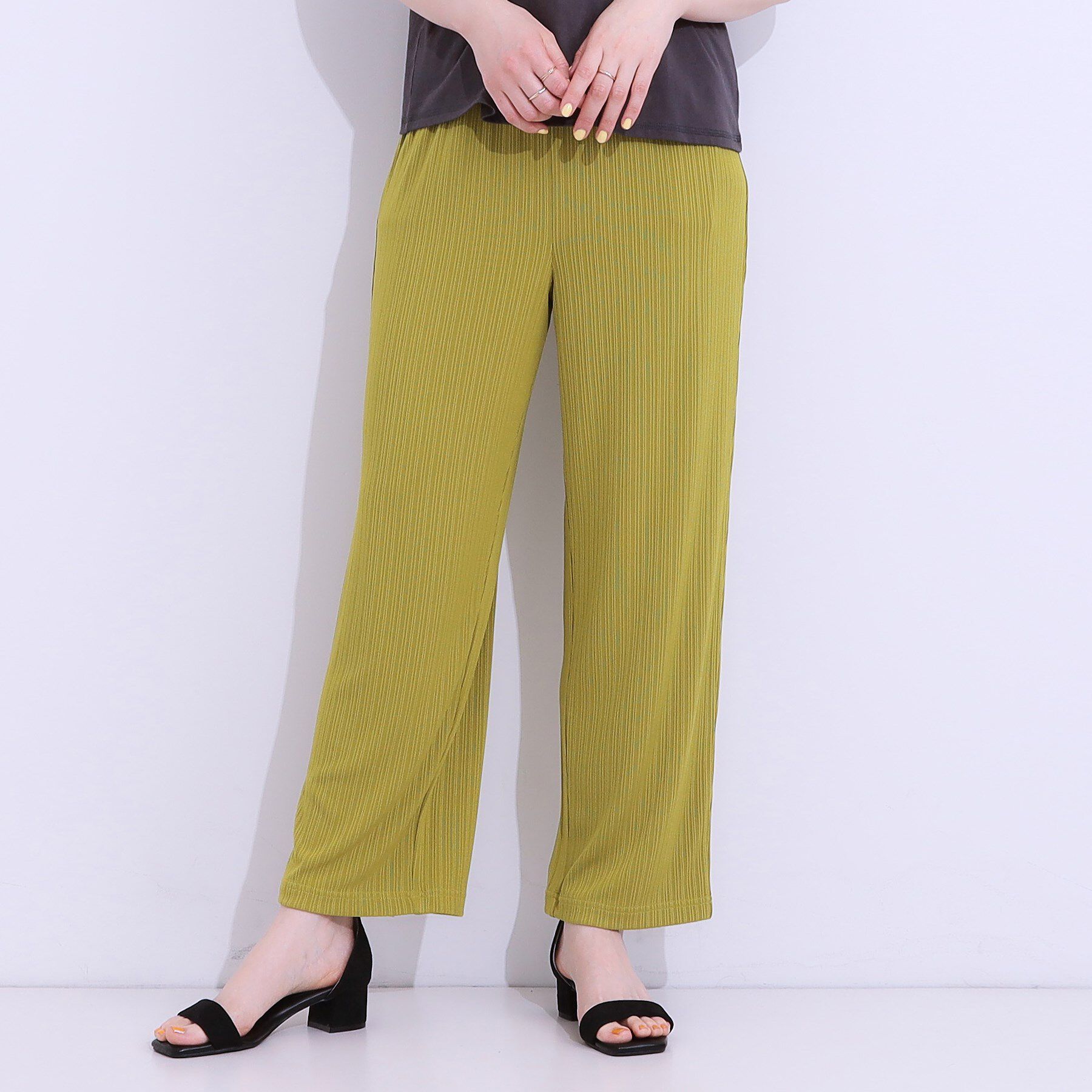 SHOO･LA･RUE「【S-LL】さらっと穿けて動きやすい リブイージーパンツ」|その他|